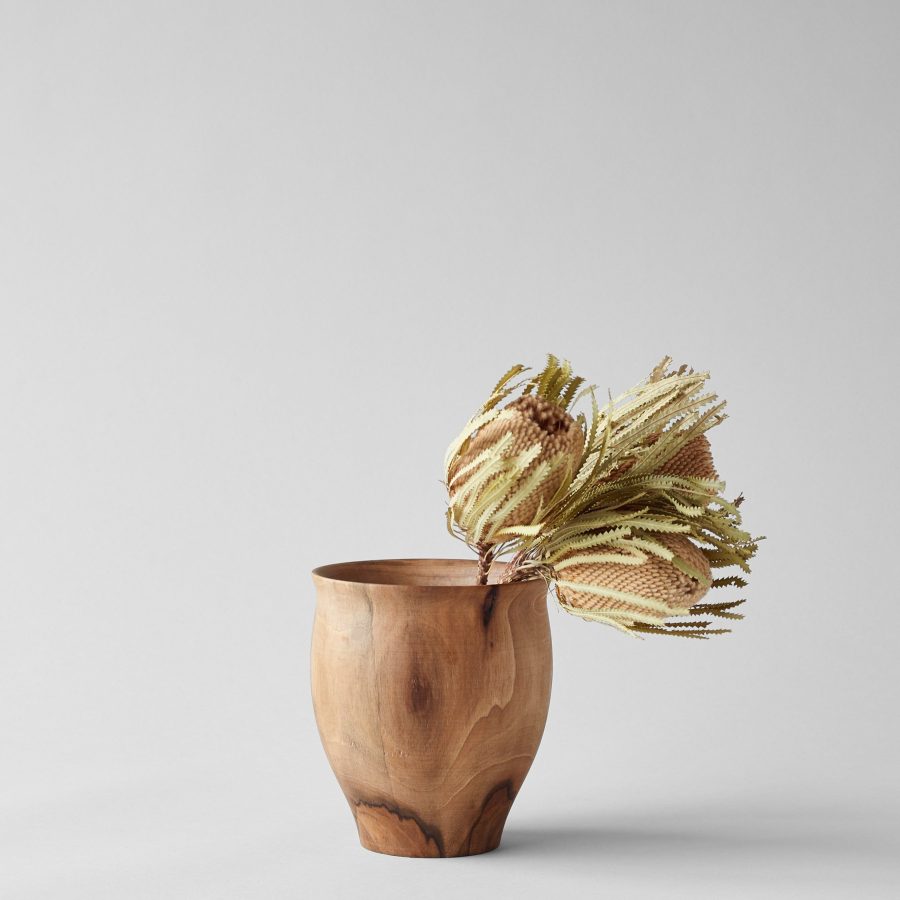 Sculptural Dark Wood Decorative Vase