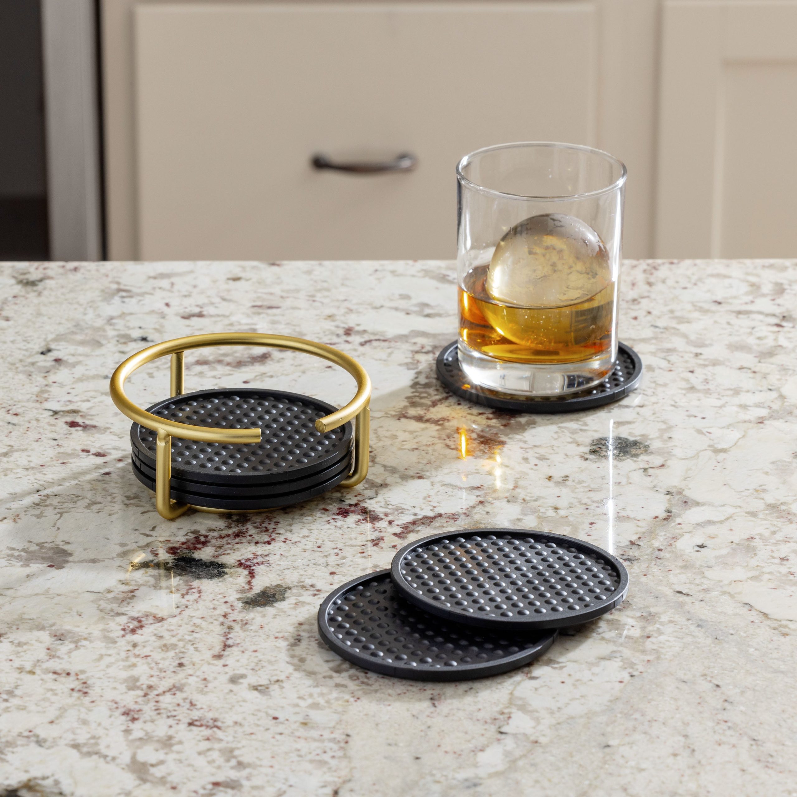 Six Piece Coaster Set with Holder - Image 7