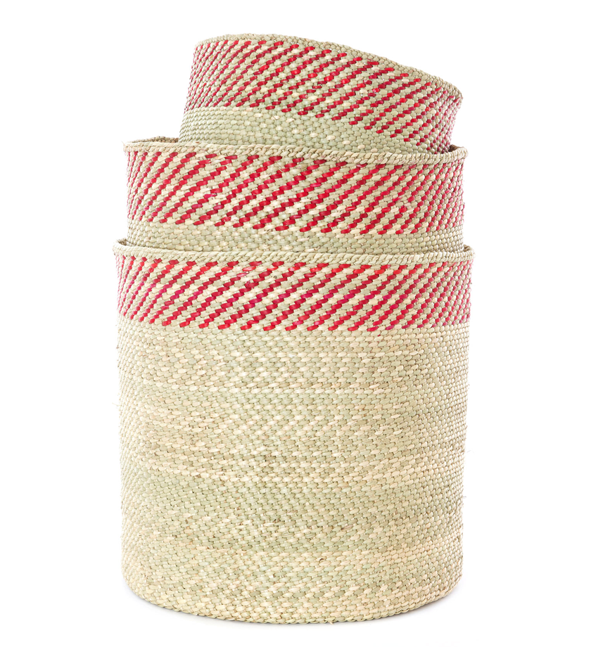 Berry & Natural Woven Grass Baskets - Image 8