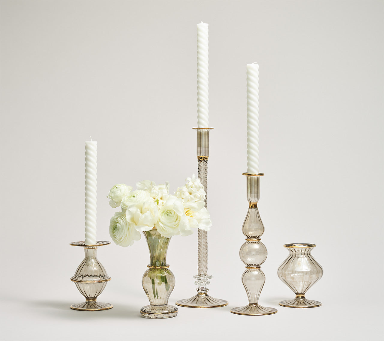 Refined Smoky Gray Decorative Candle Holder - Image 2