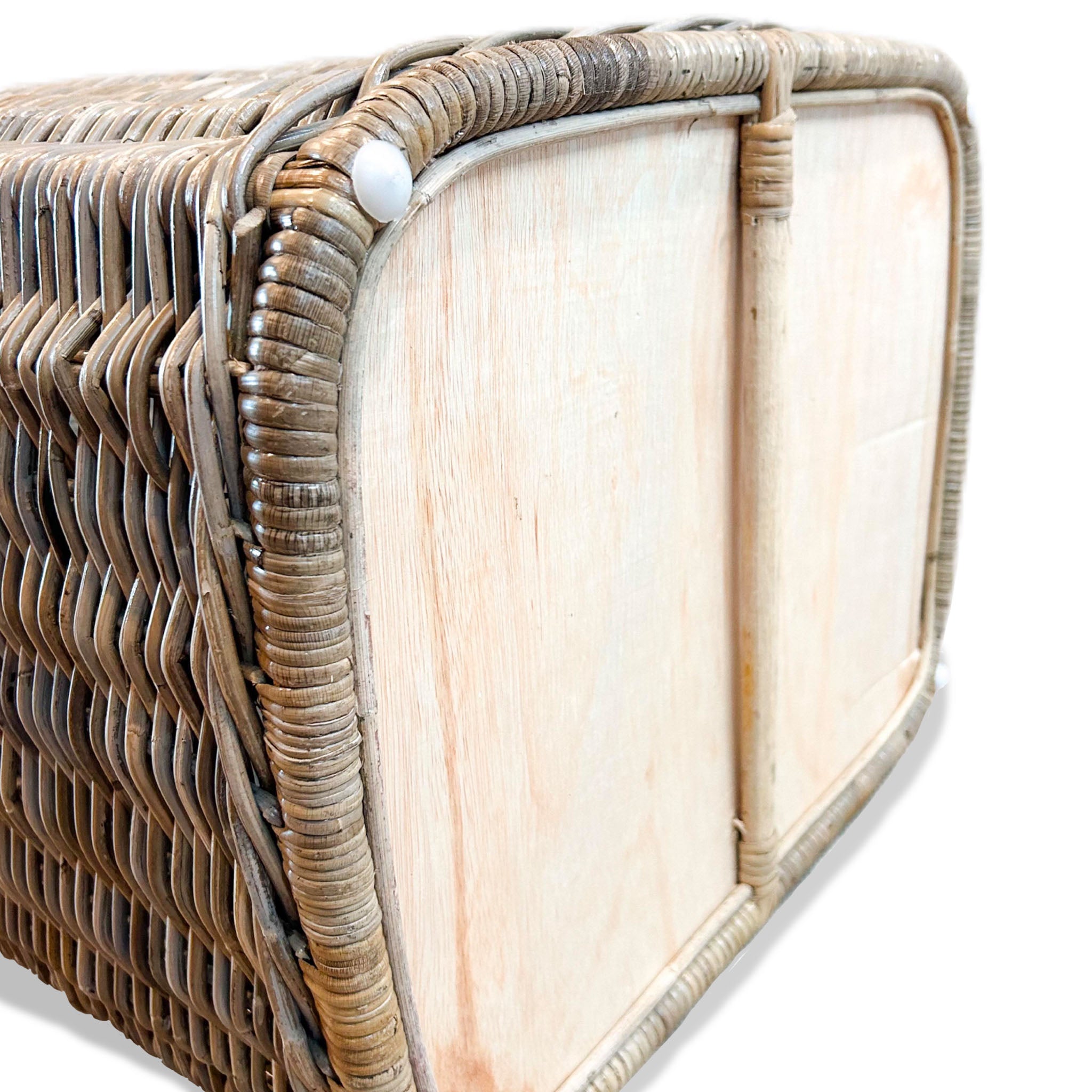 2-Compartment Natural Wicker Laundry Hamper with Practical Detail - Image 4
