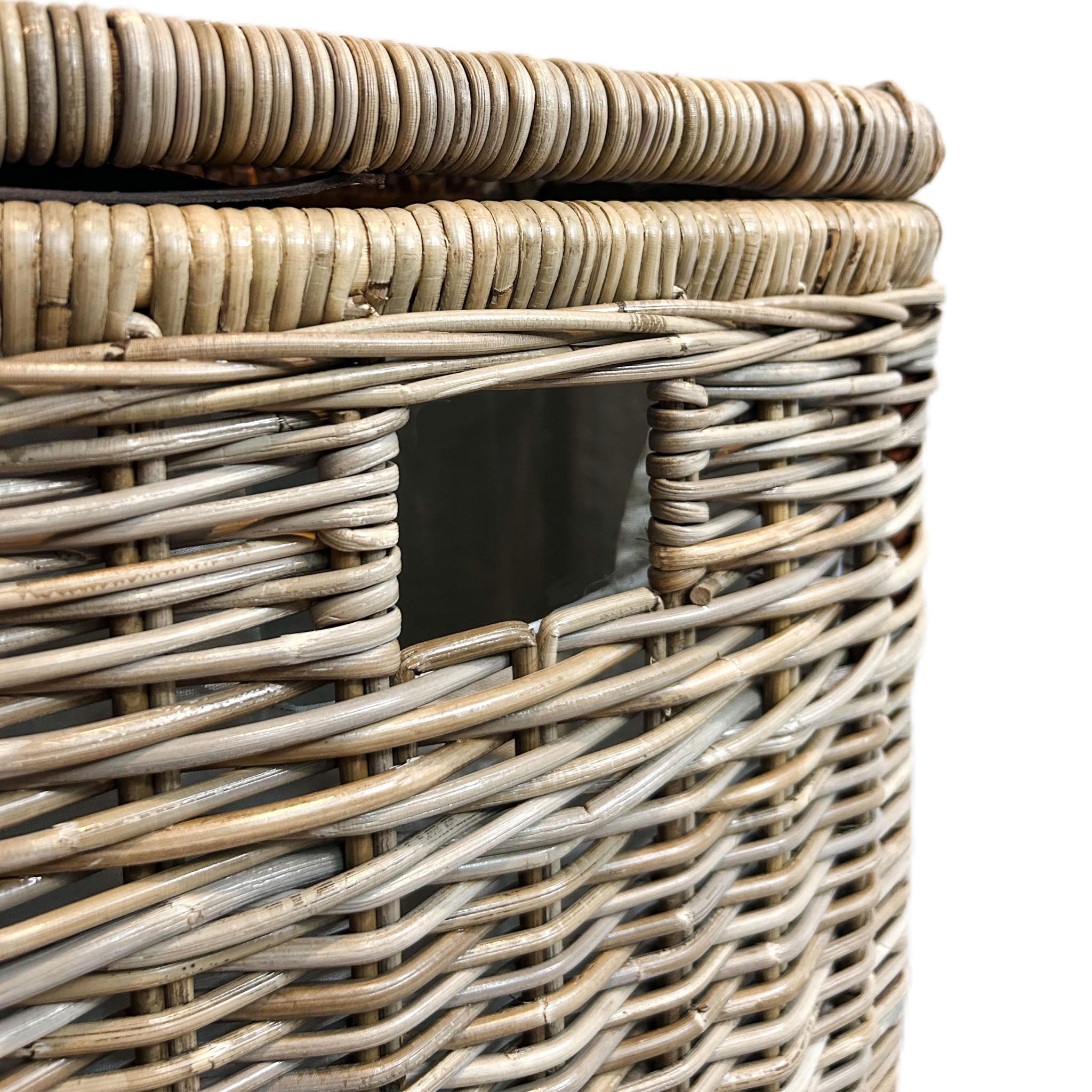 2-Compartment Natural Wicker Laundry Hamper with Practical Detail - Image 5