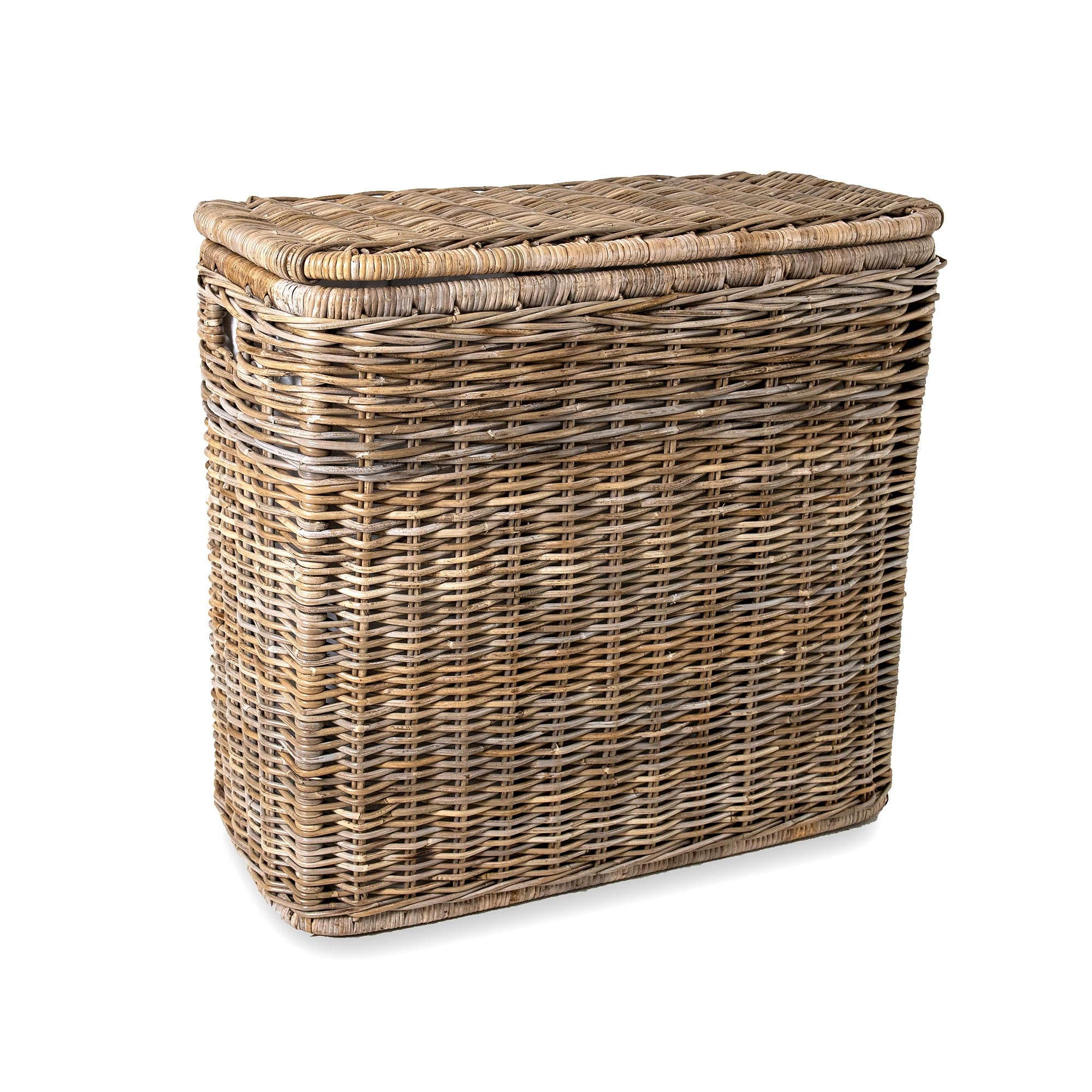 3-Compartment Natural Handwoven Wicker Laundry Hamper - Image 2