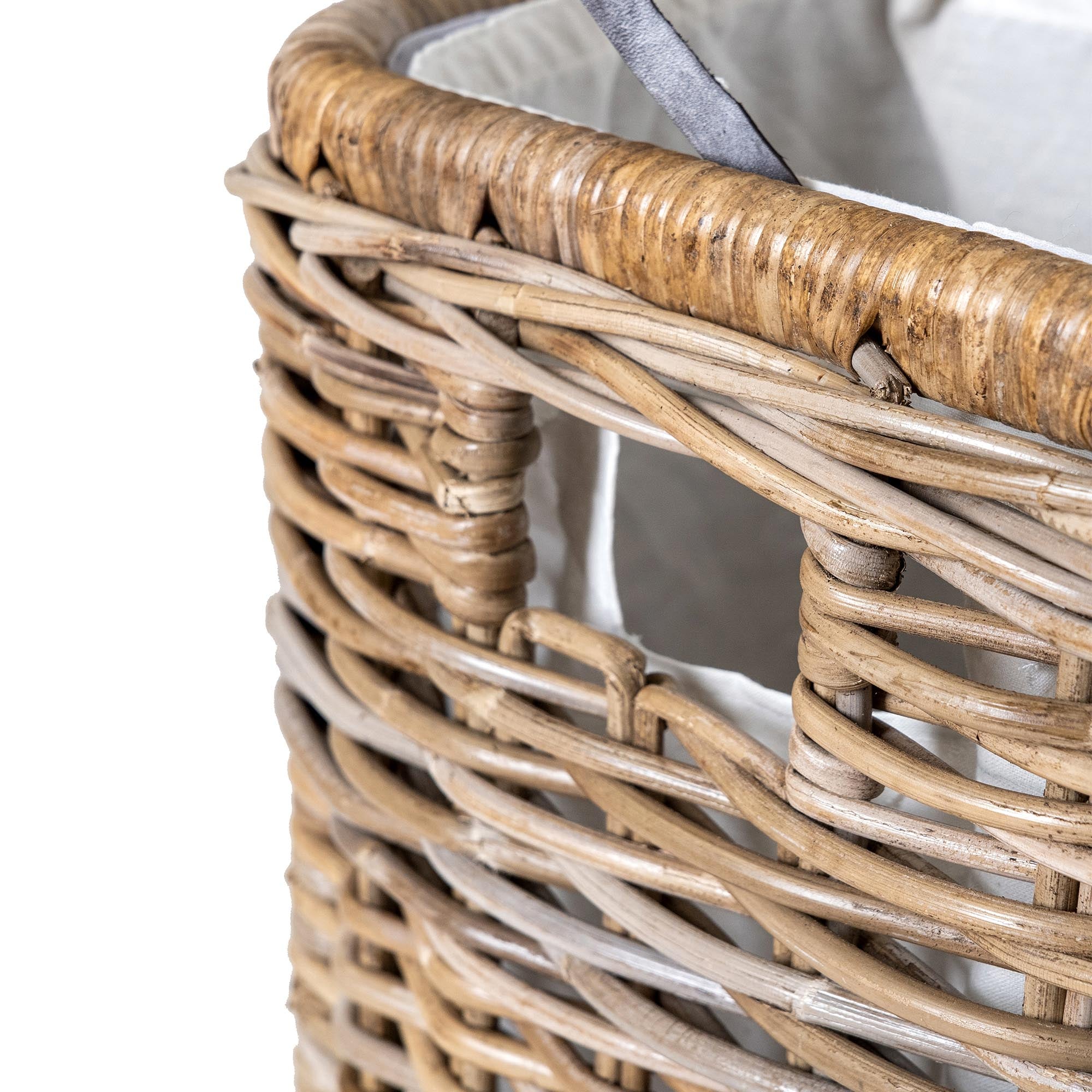 3-Compartment Natural Handwoven Wicker Laundry Hamper - Image 9
