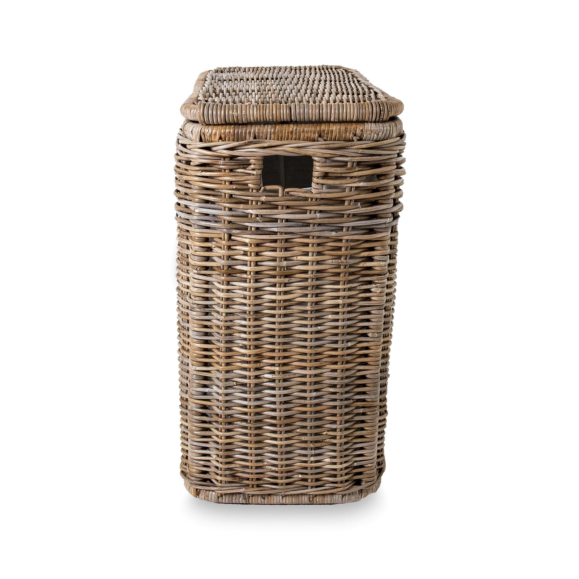 3-Compartment Natural Handwoven Wicker Laundry Hamper - Image 6
