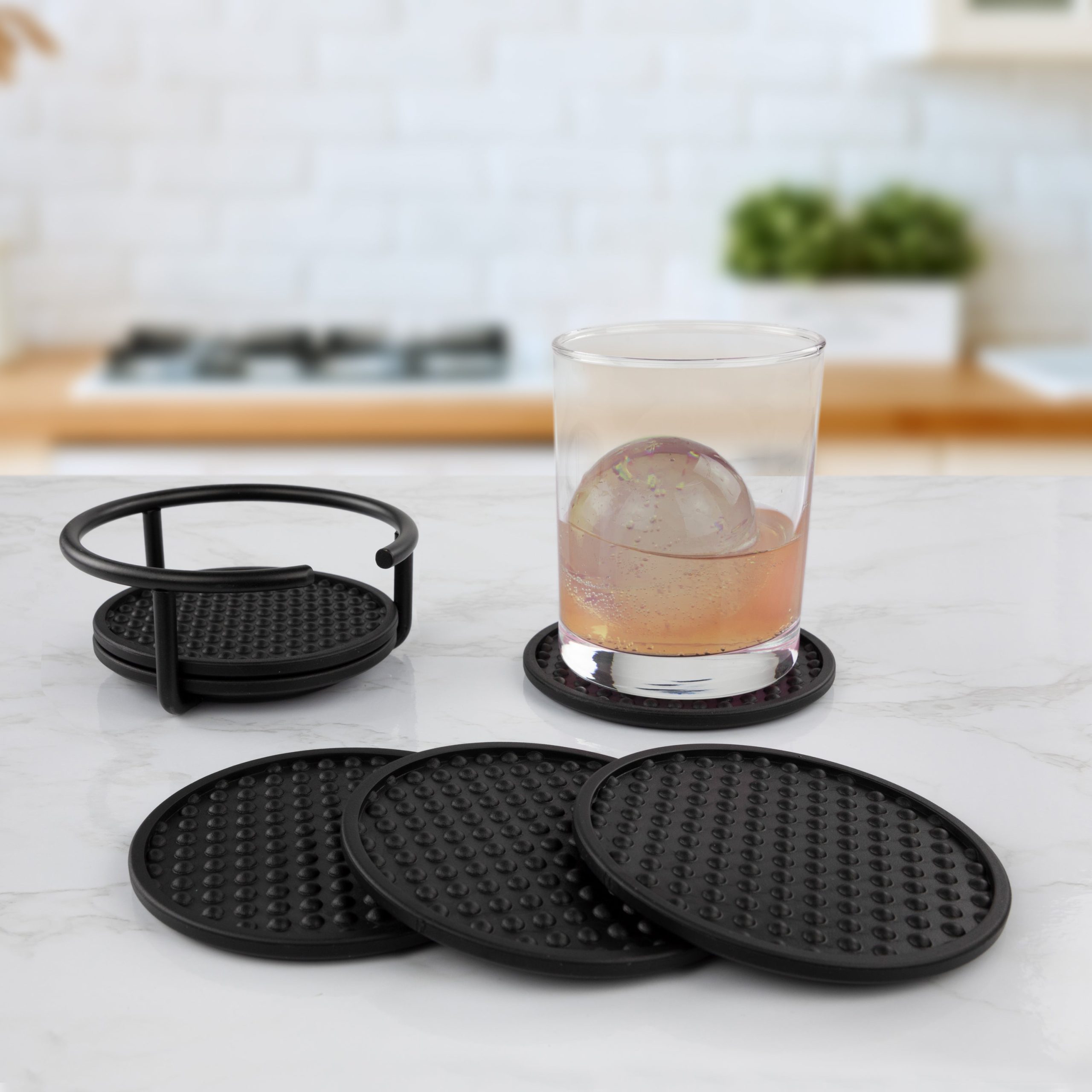 Six Piece Coaster Set with Holder - Image 2