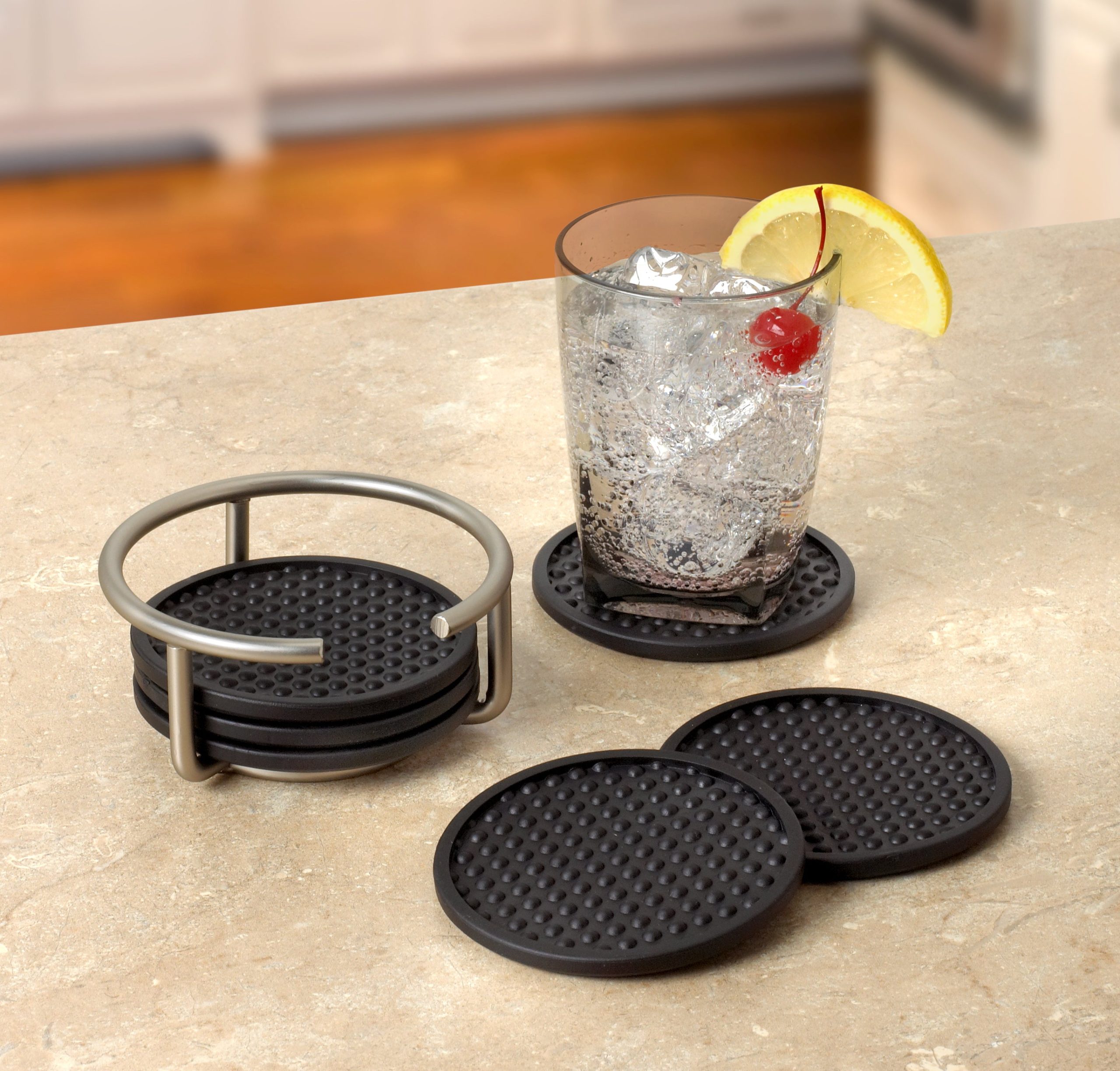 Six Piece Coaster Set with Holder - Image 5