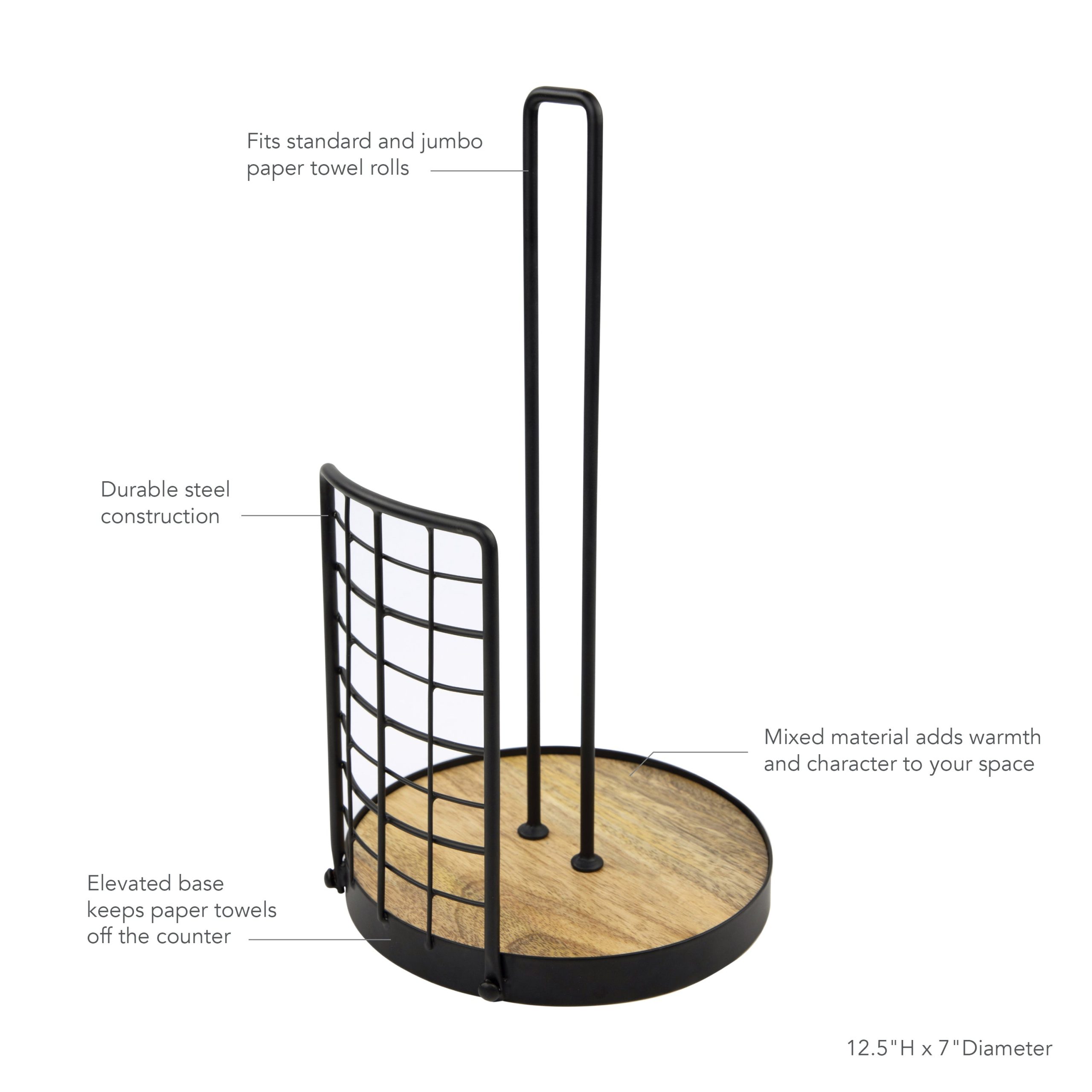 Open Space Saving Freestanding Metal Paper Towel Holder - Image 3