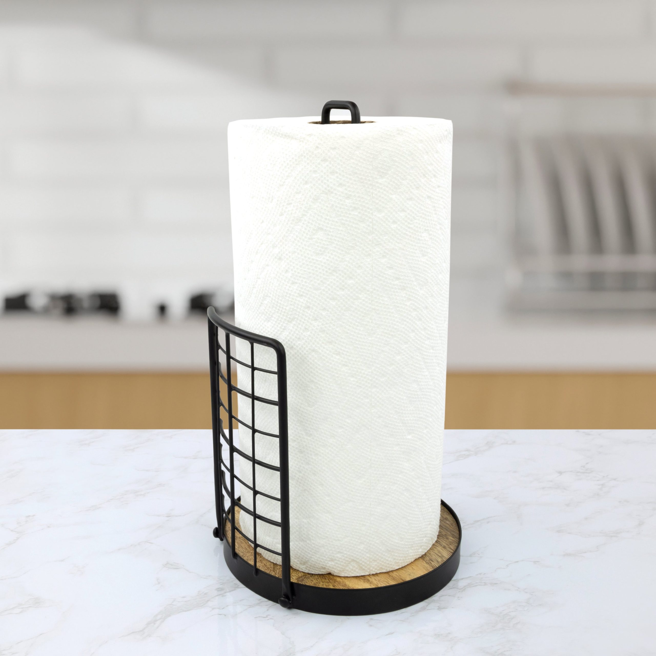 Open Space Saving Freestanding Metal Paper Towel Holder - Image 2