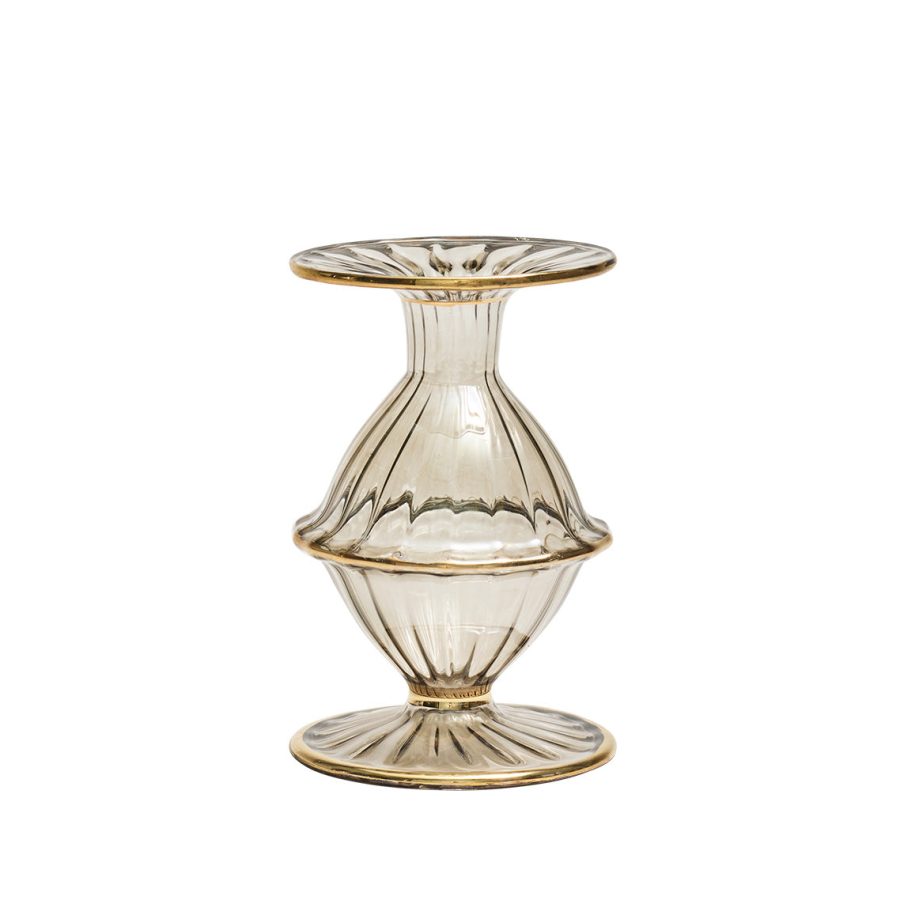 Textured Smoky Gray Decorative Candle Holder