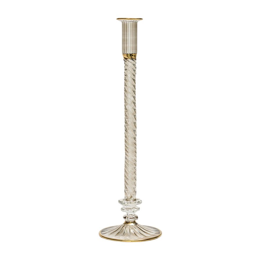 Refined Smoky Gray Decorative Candle Holder