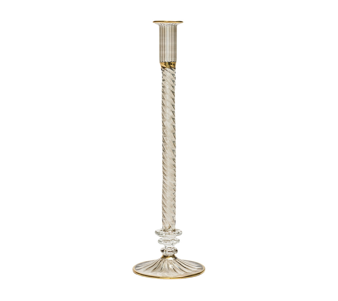 Refined Smoky Gray Decorative Candle Holder
