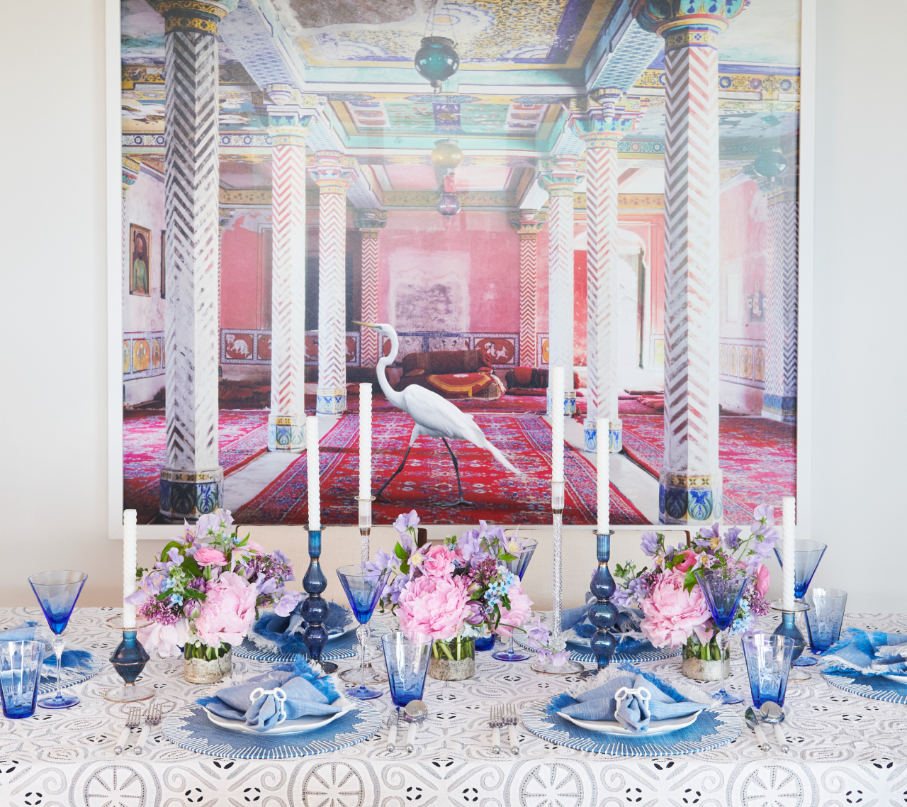 Elegant Blue Decorative Candle Holder - Image 3