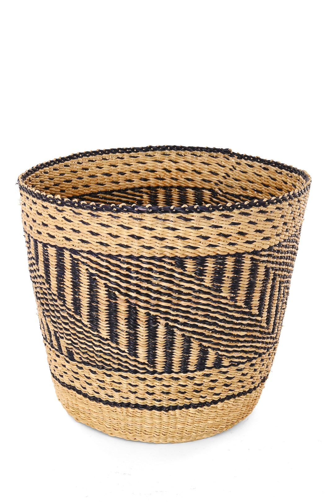 Inky and Natural Woven Basket Basket