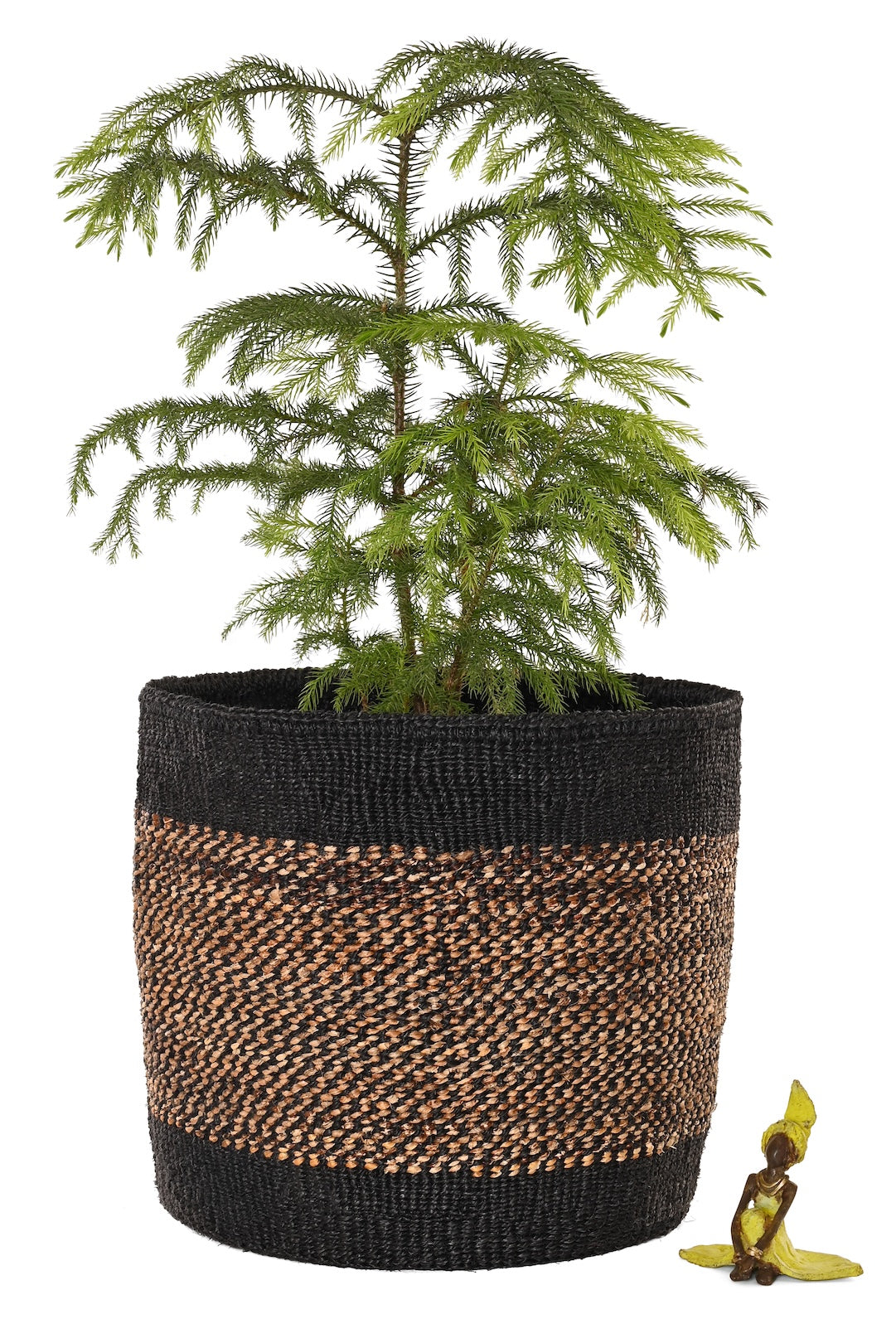 Large Textured Sisal & Banana Fiber Basket - Image 2