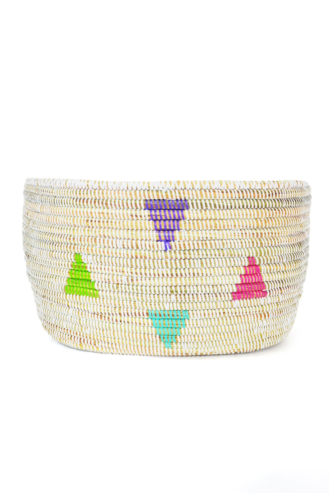 White Geometric Triangles Knitting Basket