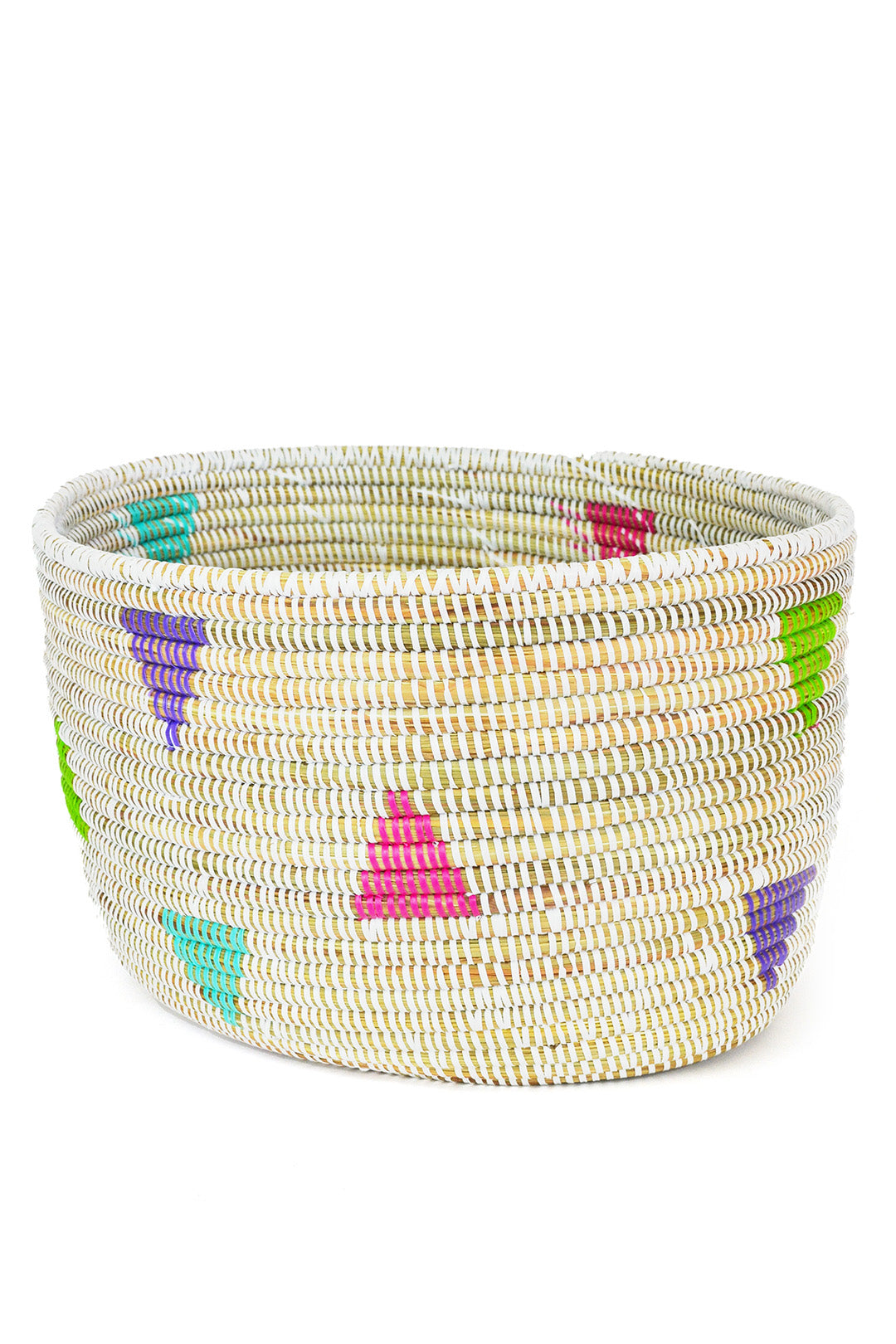 White Geometric Triangles Knitting Basket - Image 3