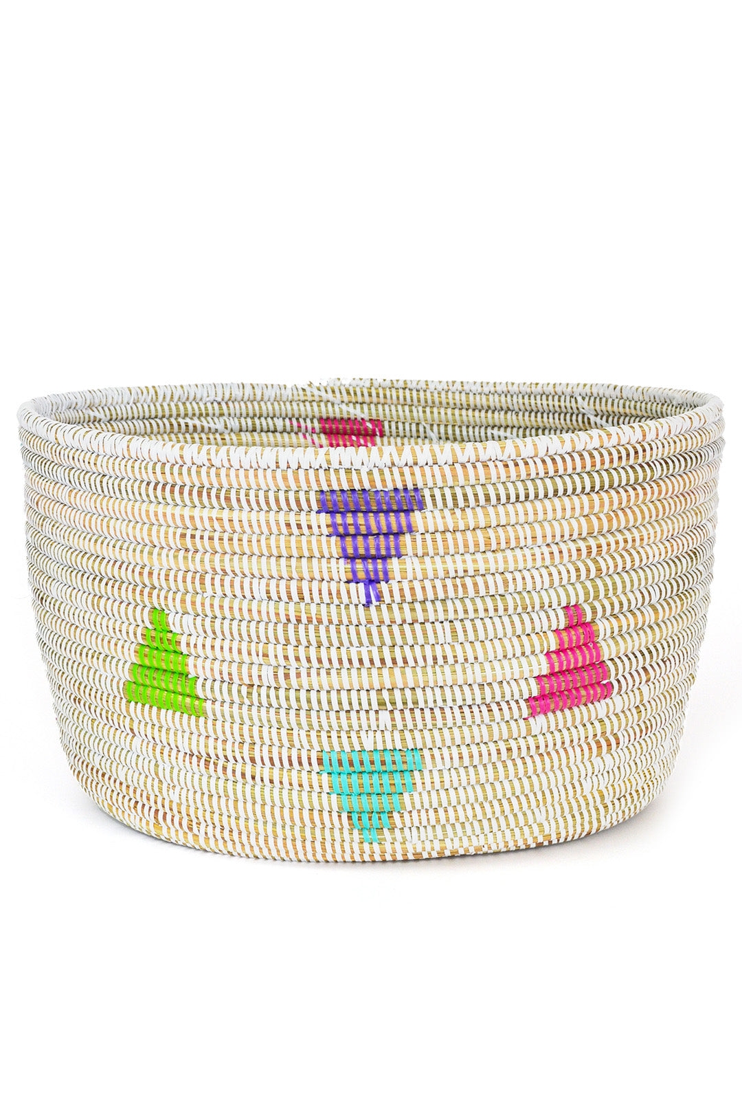 White Geometric Triangles Knitting Basket - Image 4