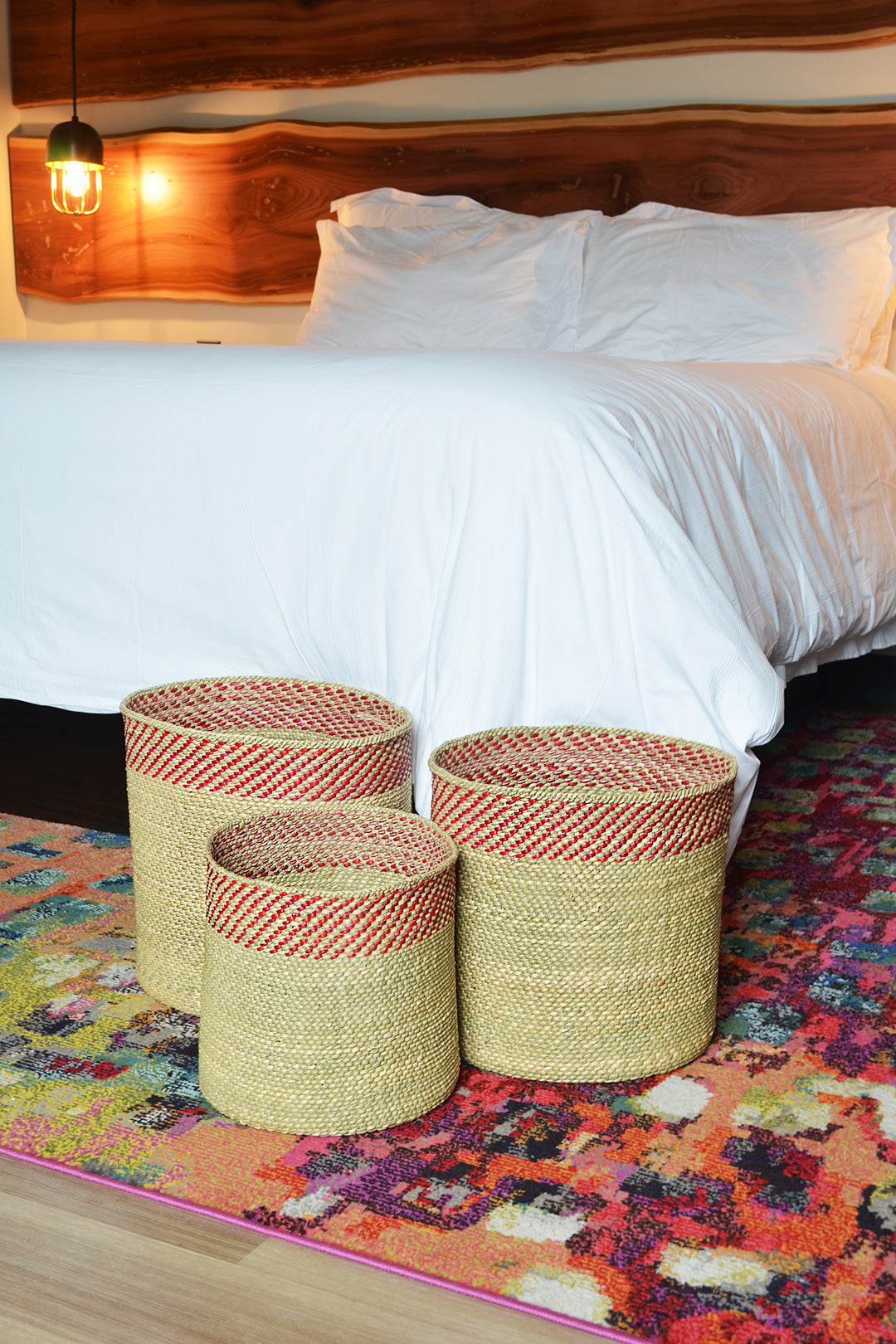 Berry & Natural Woven Grass Baskets - Image 2
