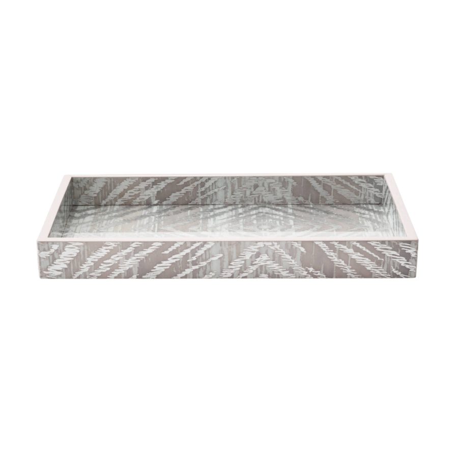 Decorative Silver Gray Decorative Serving Tray