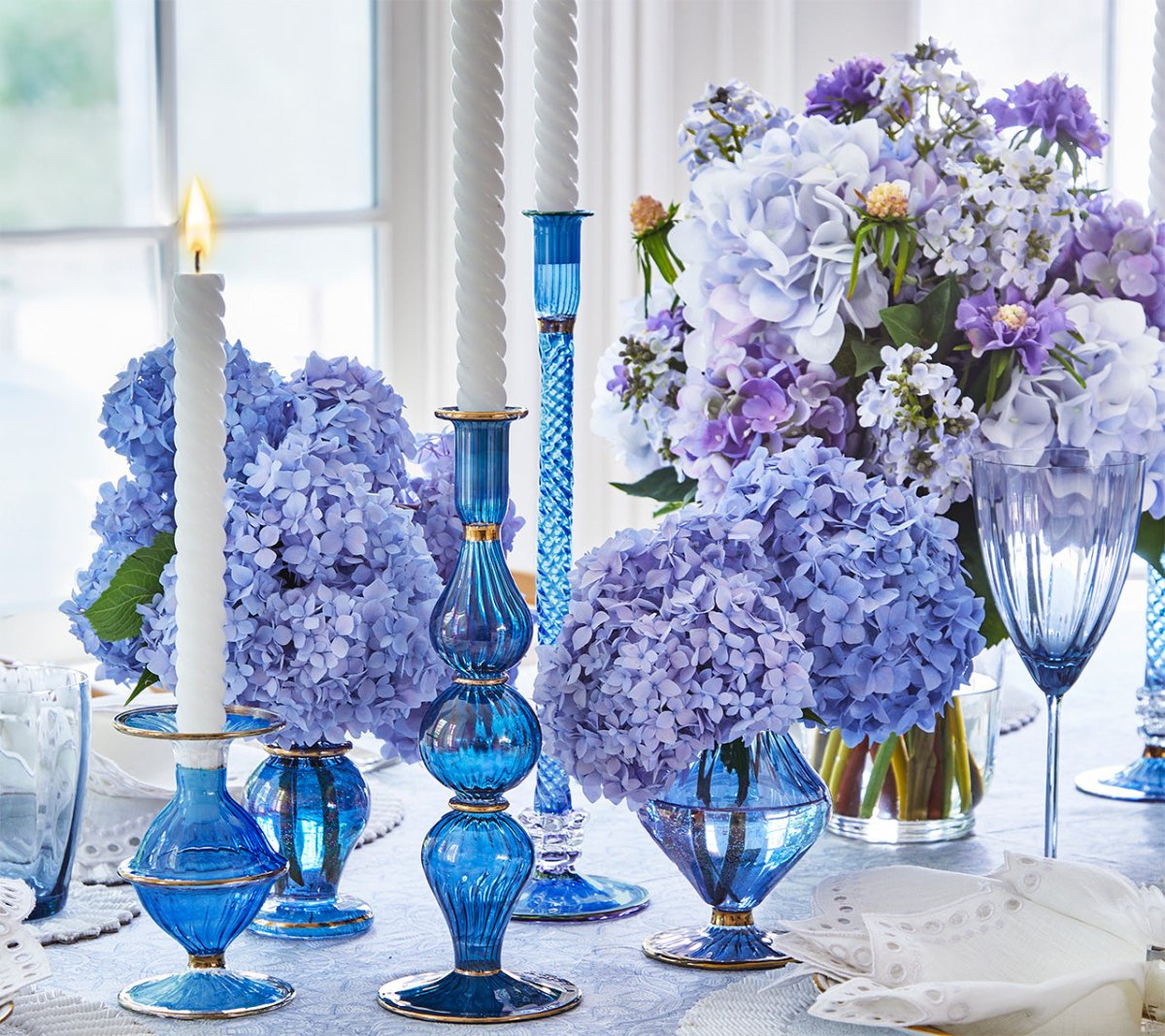 Polished Blue Decorative Candle Holder - Image 3