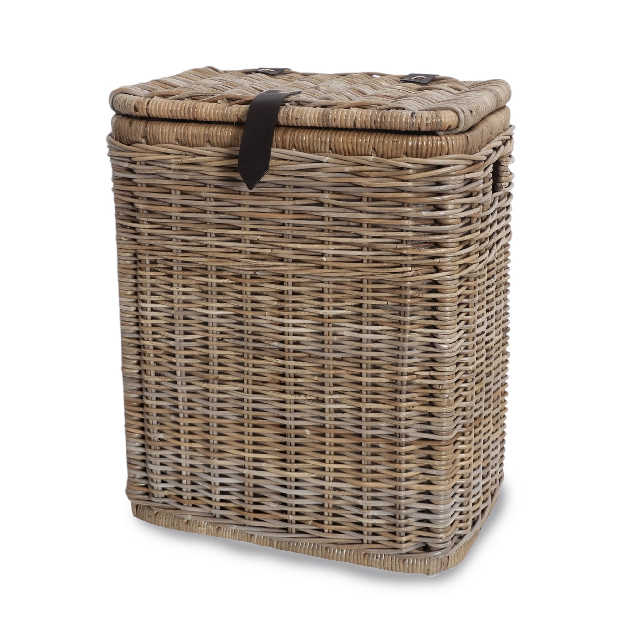 Divided Natural Wicker Recycling Basket with Practical Detail - Image 2