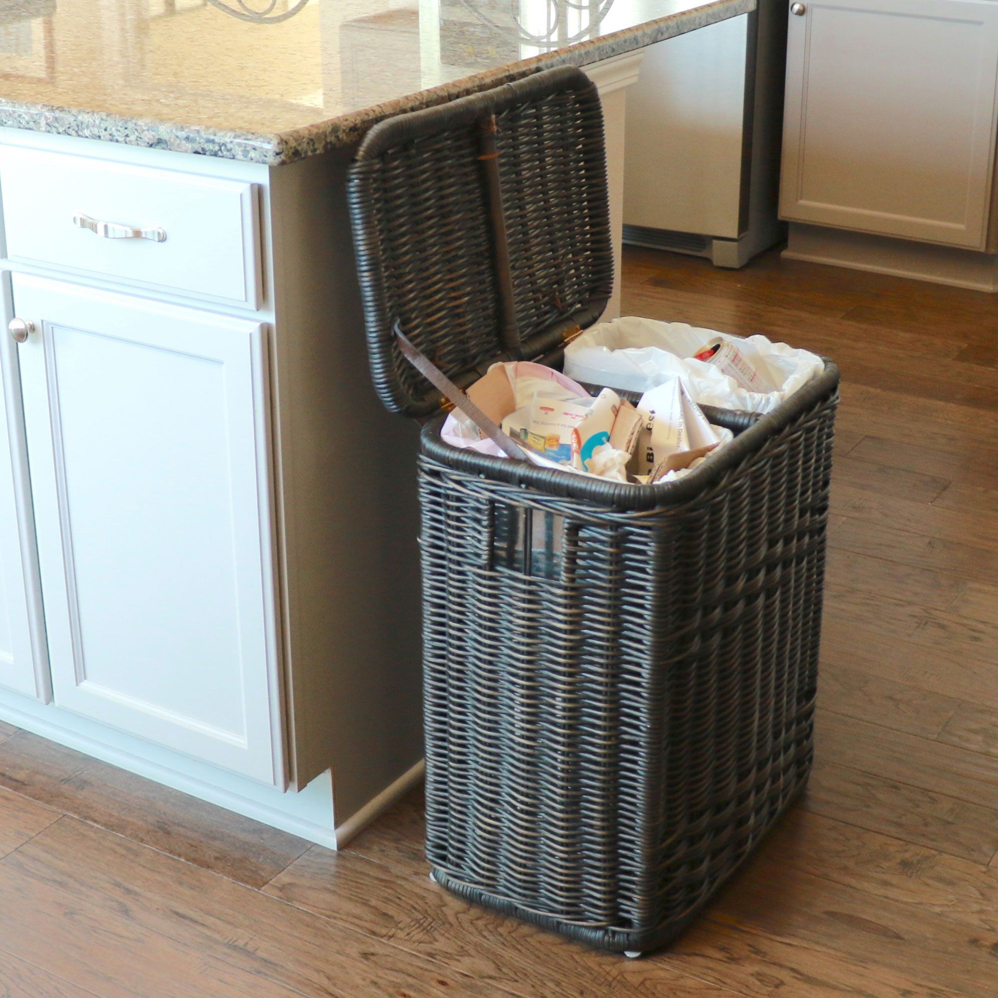 Handwoven Wicker Divided Recycling Basket - Image 13