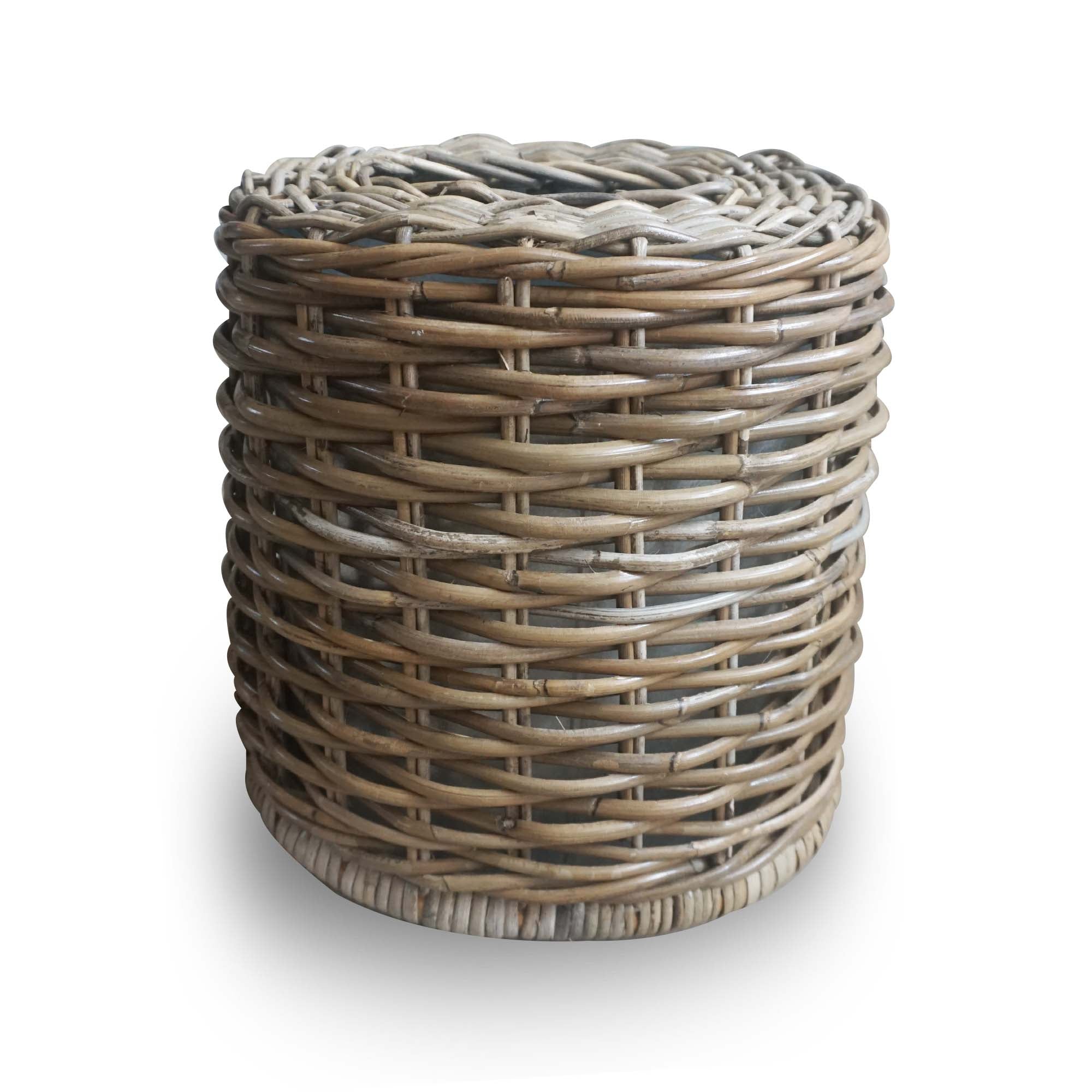 Textured Inset Oval Natural Woven Waste Bin - Image 4