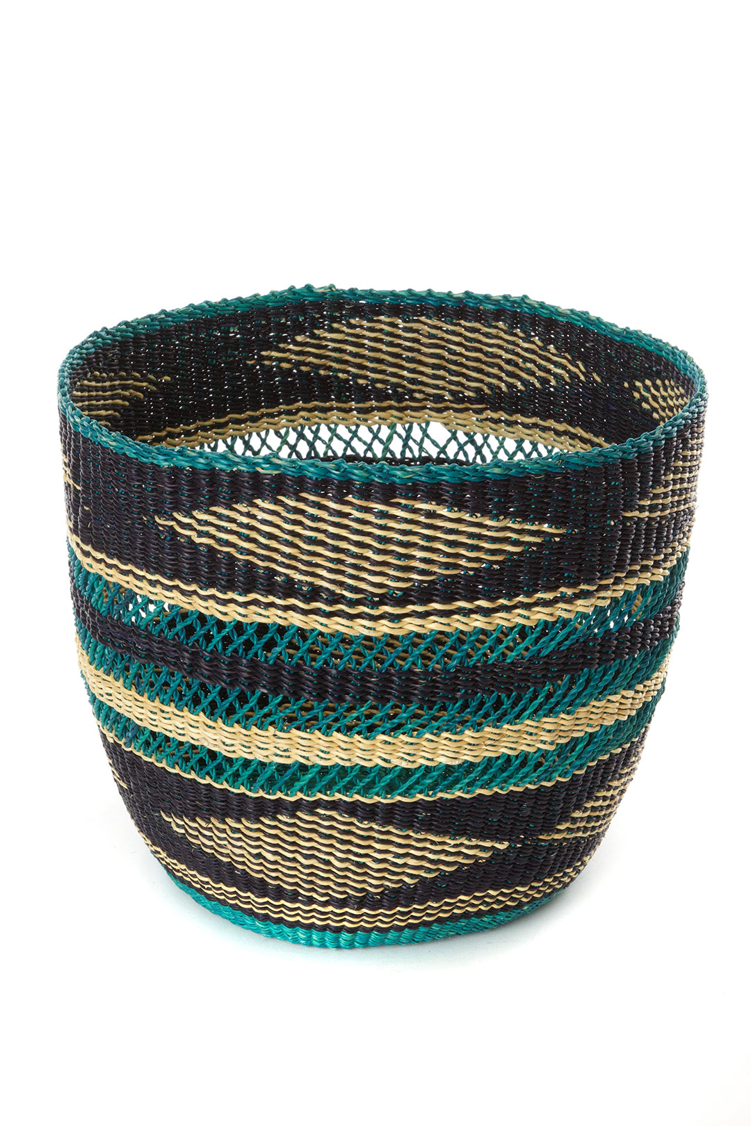 Teal & Midnight Blue Lace Weave Basket - Image 2