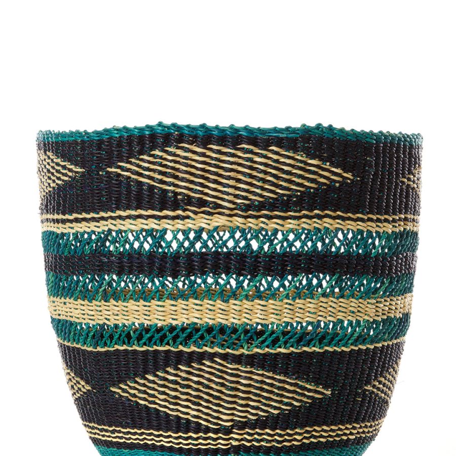 Teal & Midnight Blue Lace Weave Basket