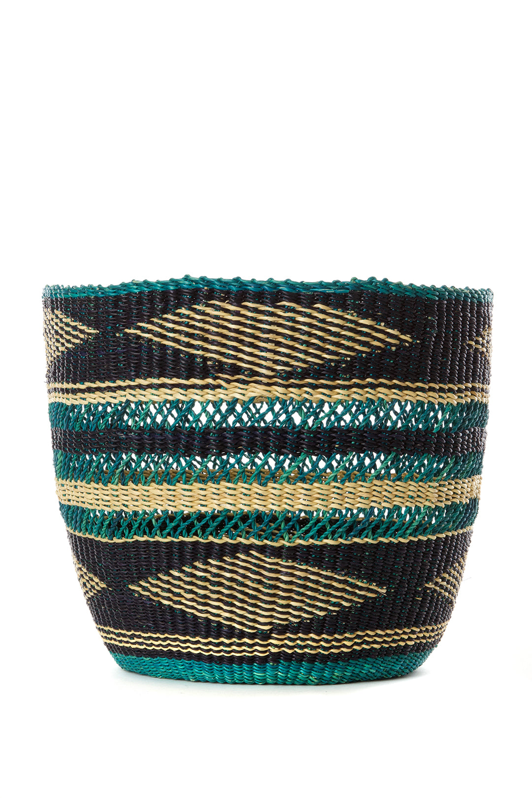 Teal & Midnight Blue Lace Weave Basket