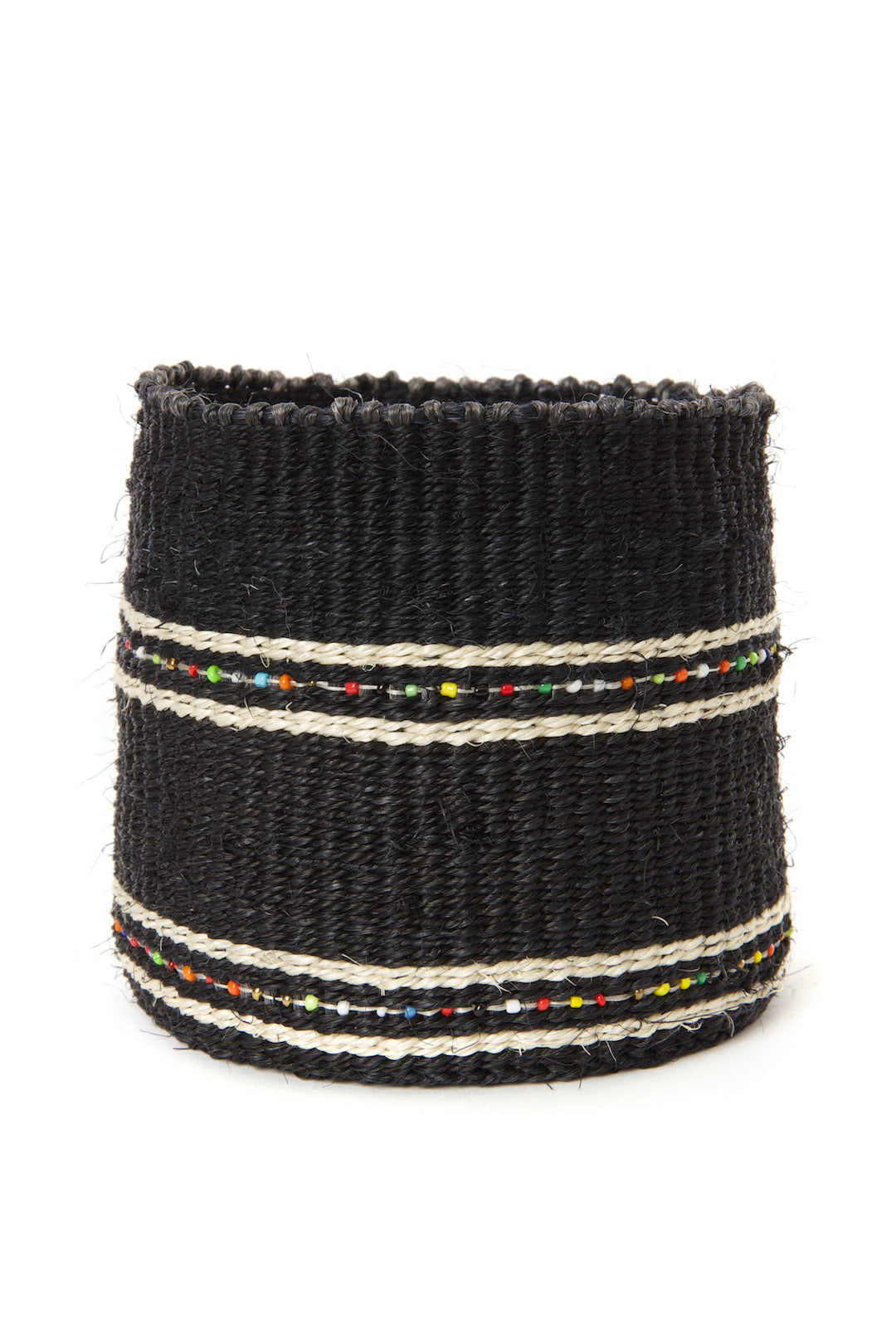 3-Piece Petite Dark Sisal Baskets with Colorful Beads - Image 3