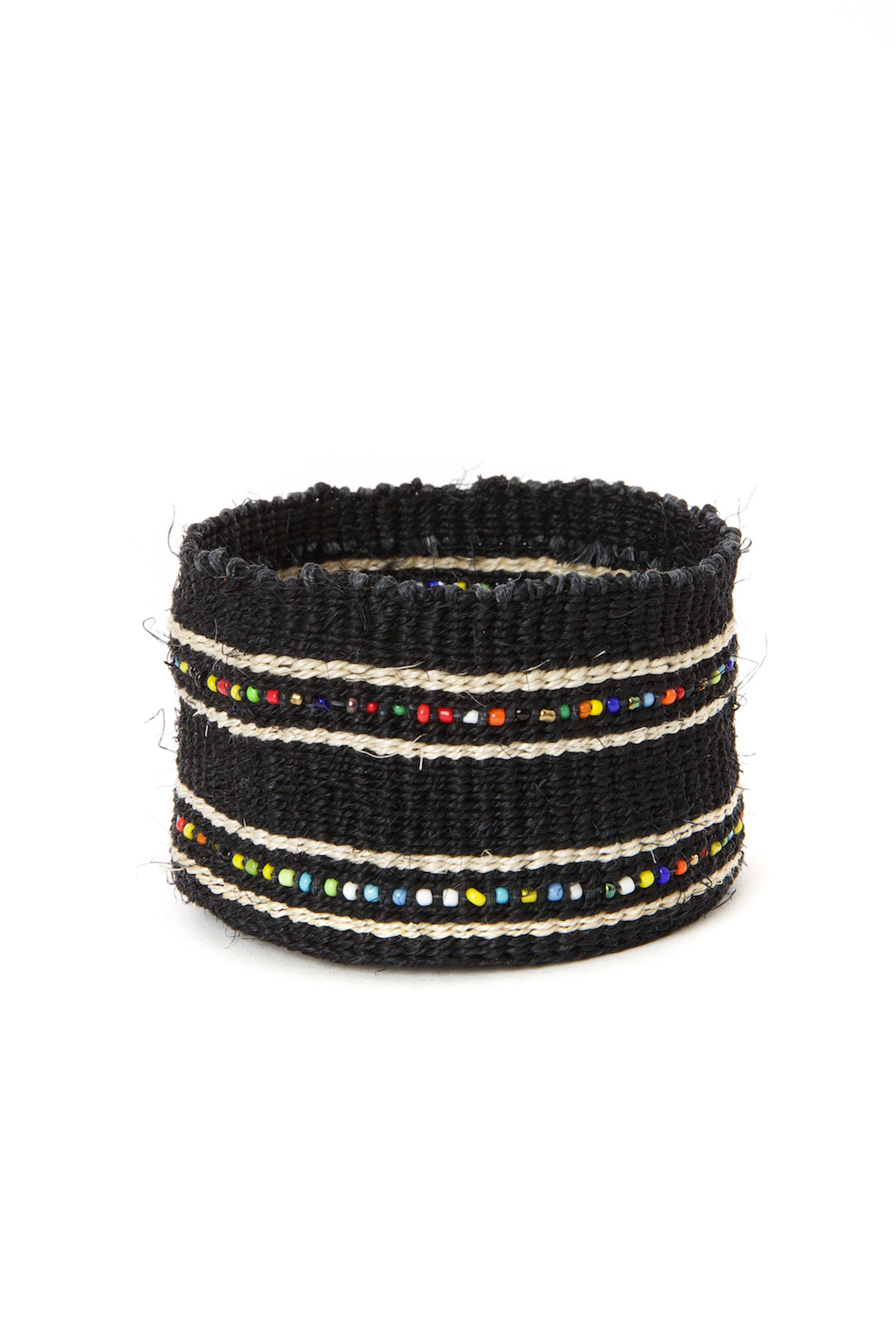 3-Piece Petite Dark Sisal Baskets with Colorful Beads - Image 4