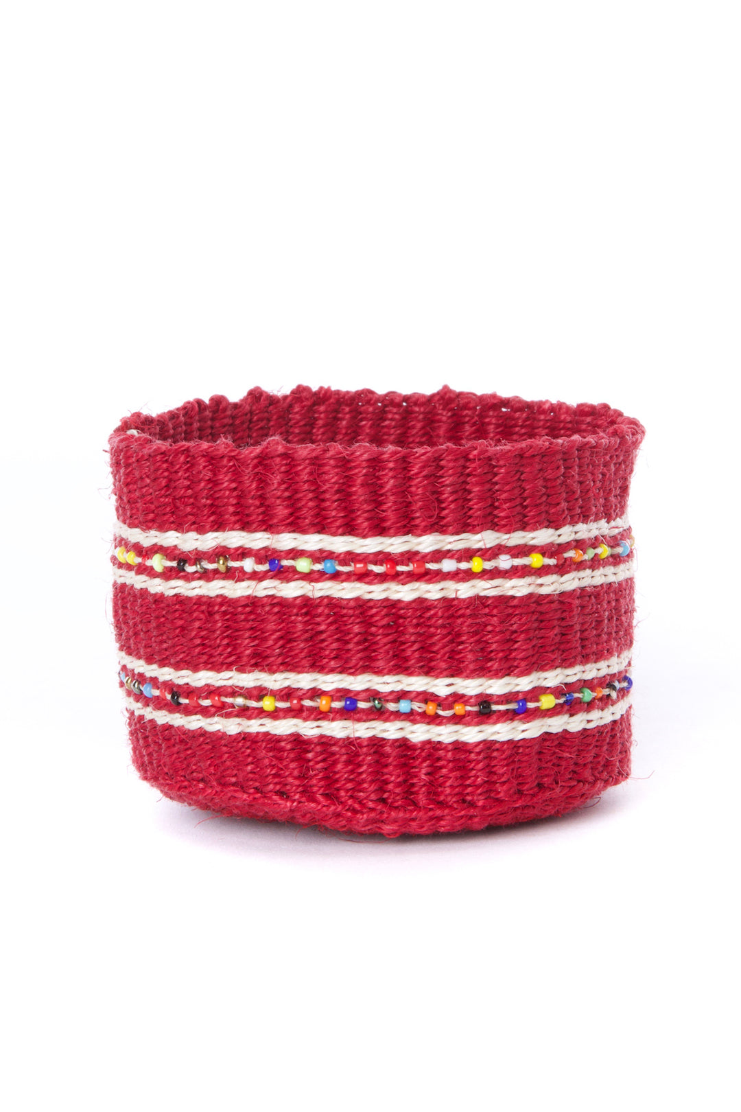 3-Piece Petite Garnet Sisal Baskets with Colorful Beads - Image 3