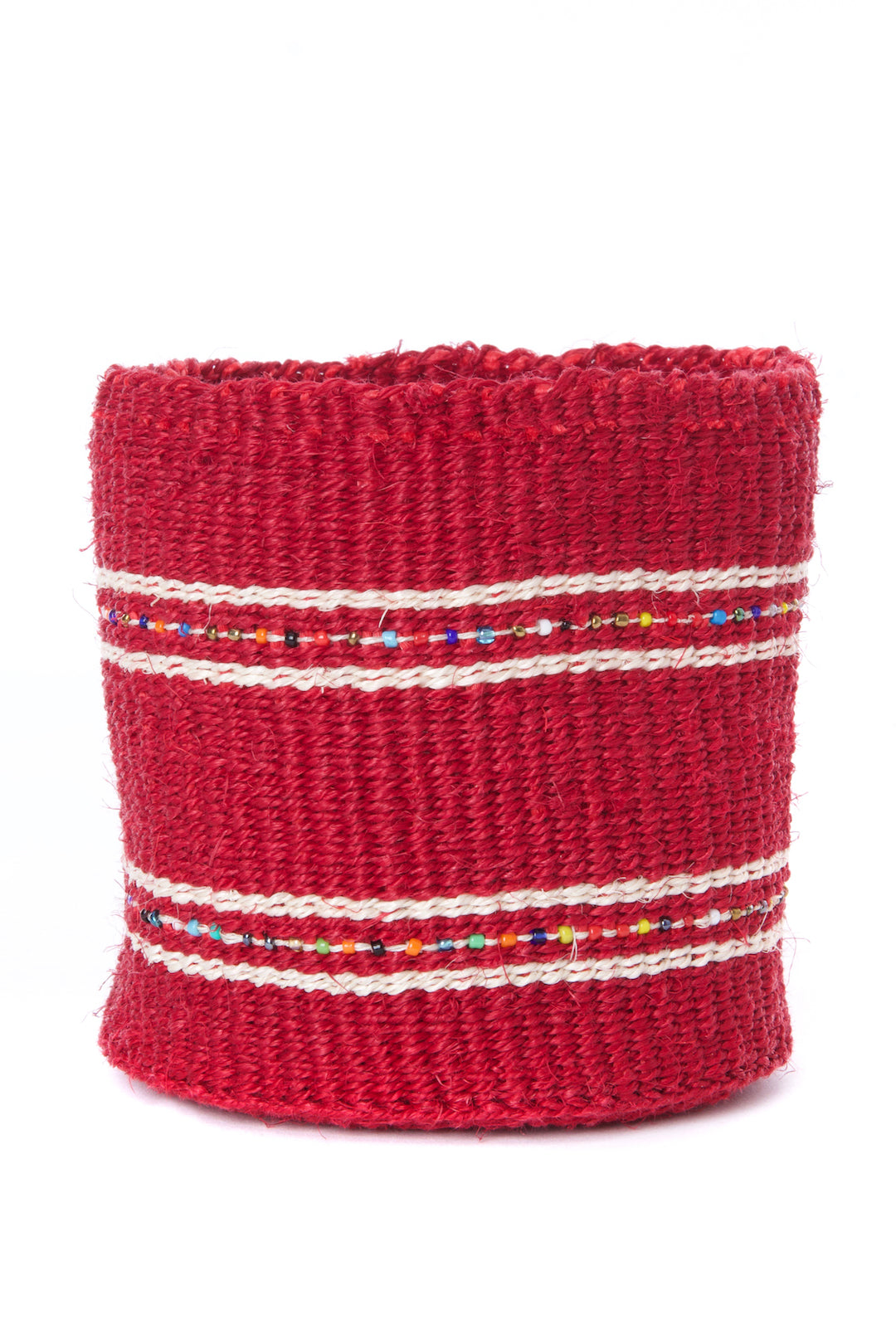 3-Piece Petite Garnet Sisal Baskets with Colorful Beads - Image 4