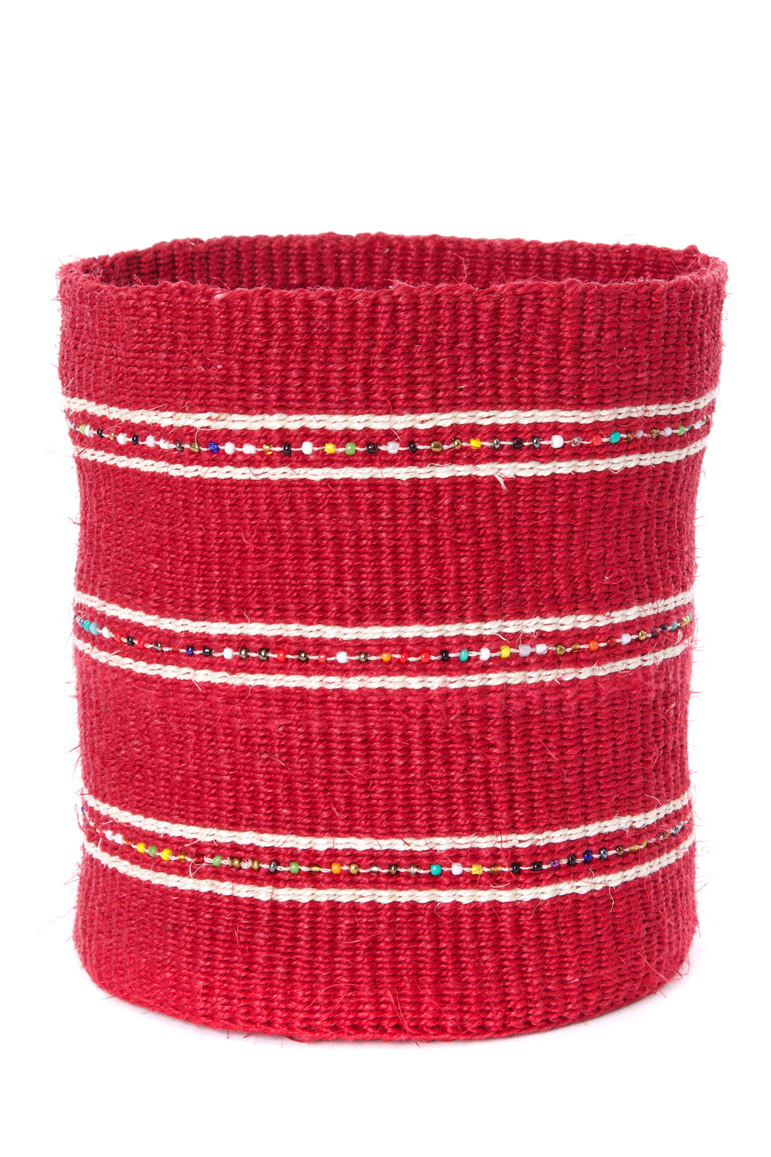 3-Piece Petite Garnet Sisal Baskets with Colorful Beads - Image 5