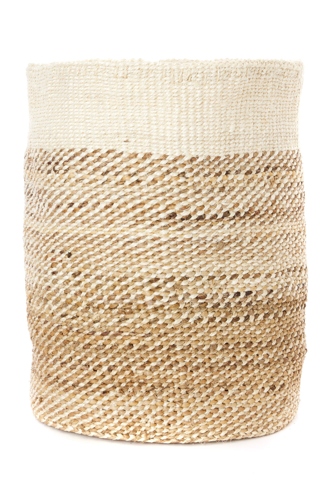 Tall Natural Sisal and Banana Fiber Basket - Image 2
