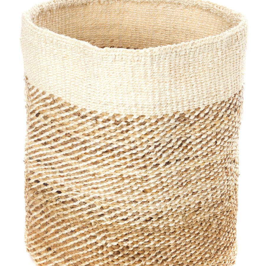Tall Natural Sisal and Banana Fiber Basket Basket