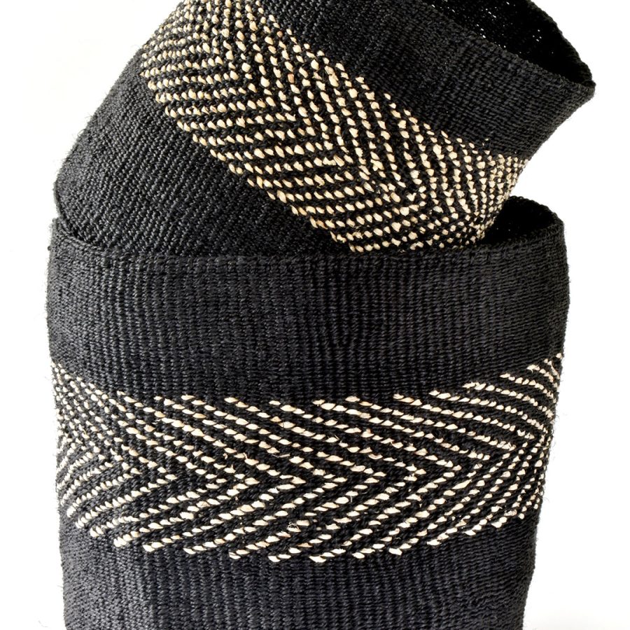 2-Piece Large Arrow Banana Fiber and Sisal Baskets