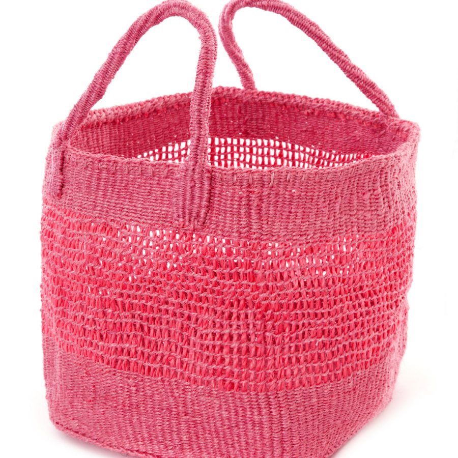 Pink Lace Weave Square Sisal Baskets