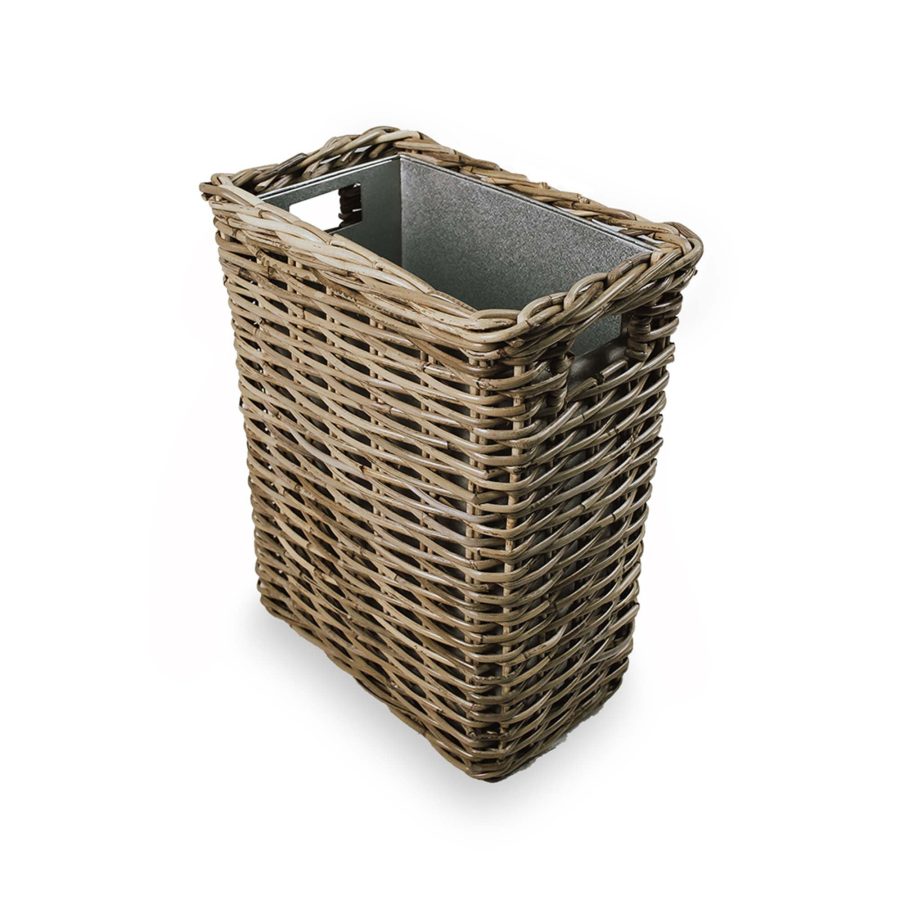Rectangular Natural Woven Waste Bin with Metal Liner for Everyday Storage
