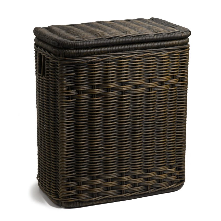 Handwoven Narrow Rectangular Wicker Laundry Hamper