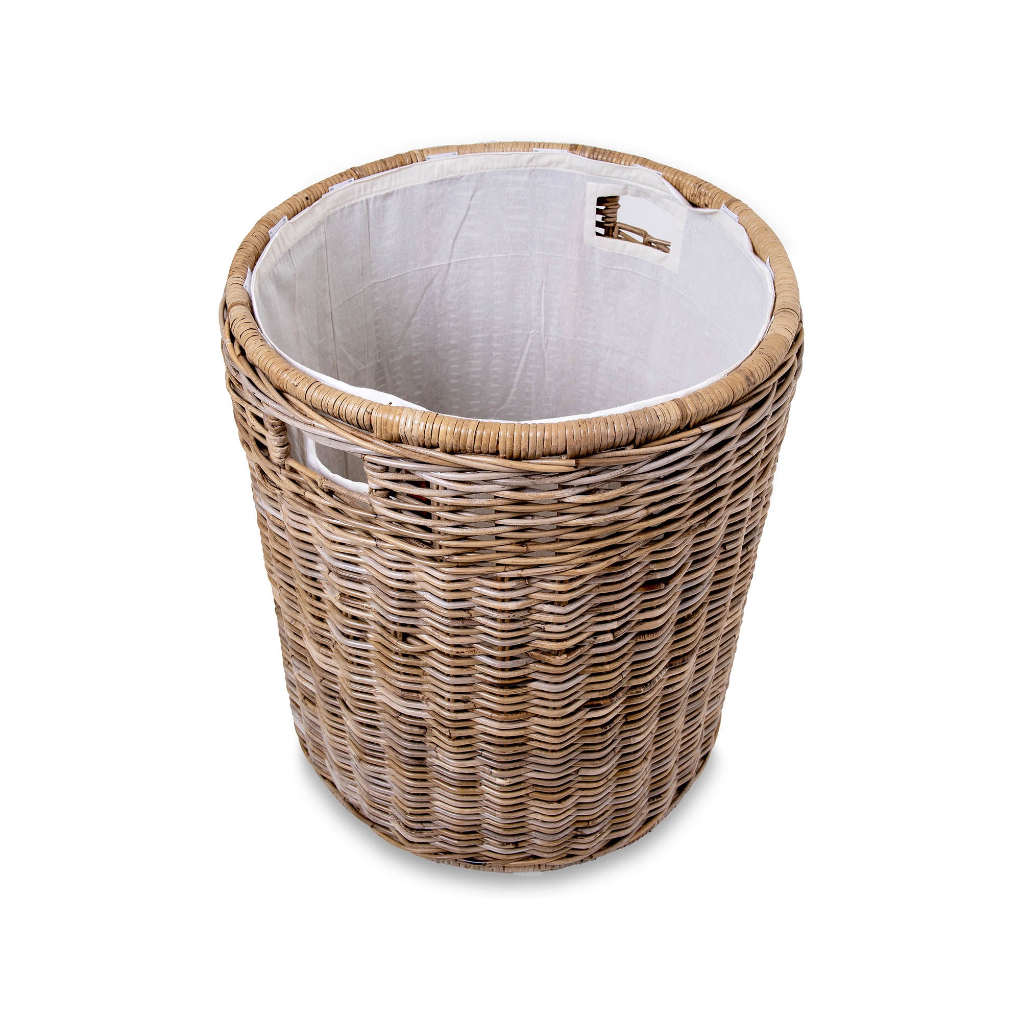 Round Natural Wicker Laundry Hamper with Practical Detail - Image 5