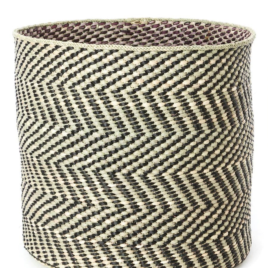 Black & Natural Woven Reed Reed Basket