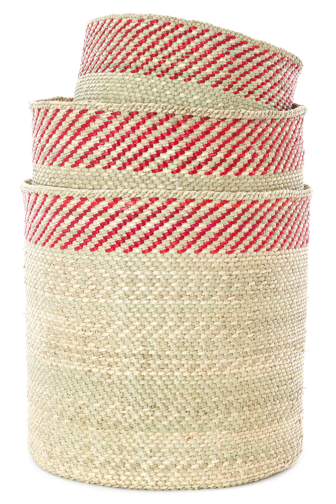 Berry & Natural Woven Grass Baskets - Image 6