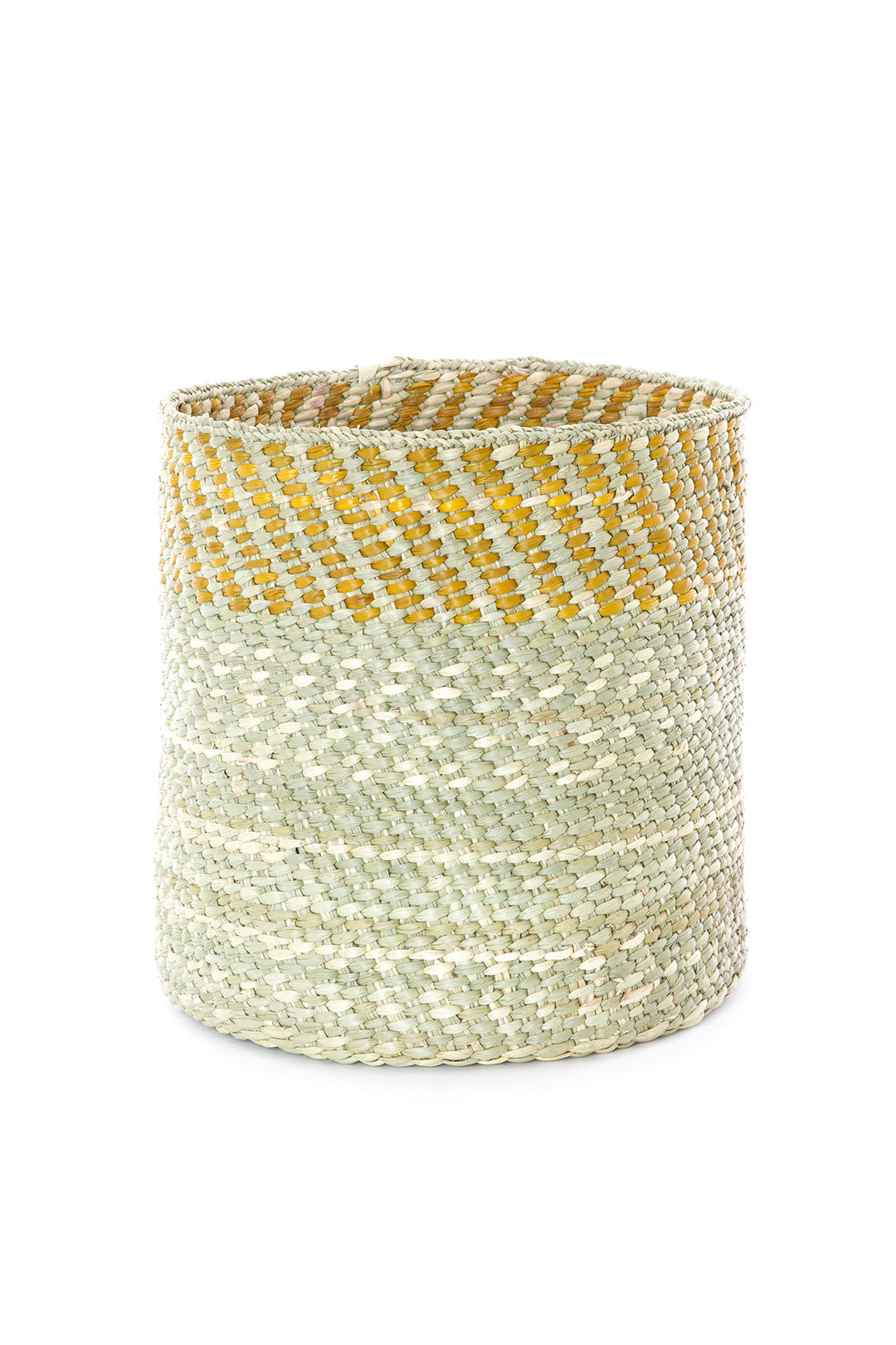 Yellow & Natural Woven Grass Baskets - Image 4