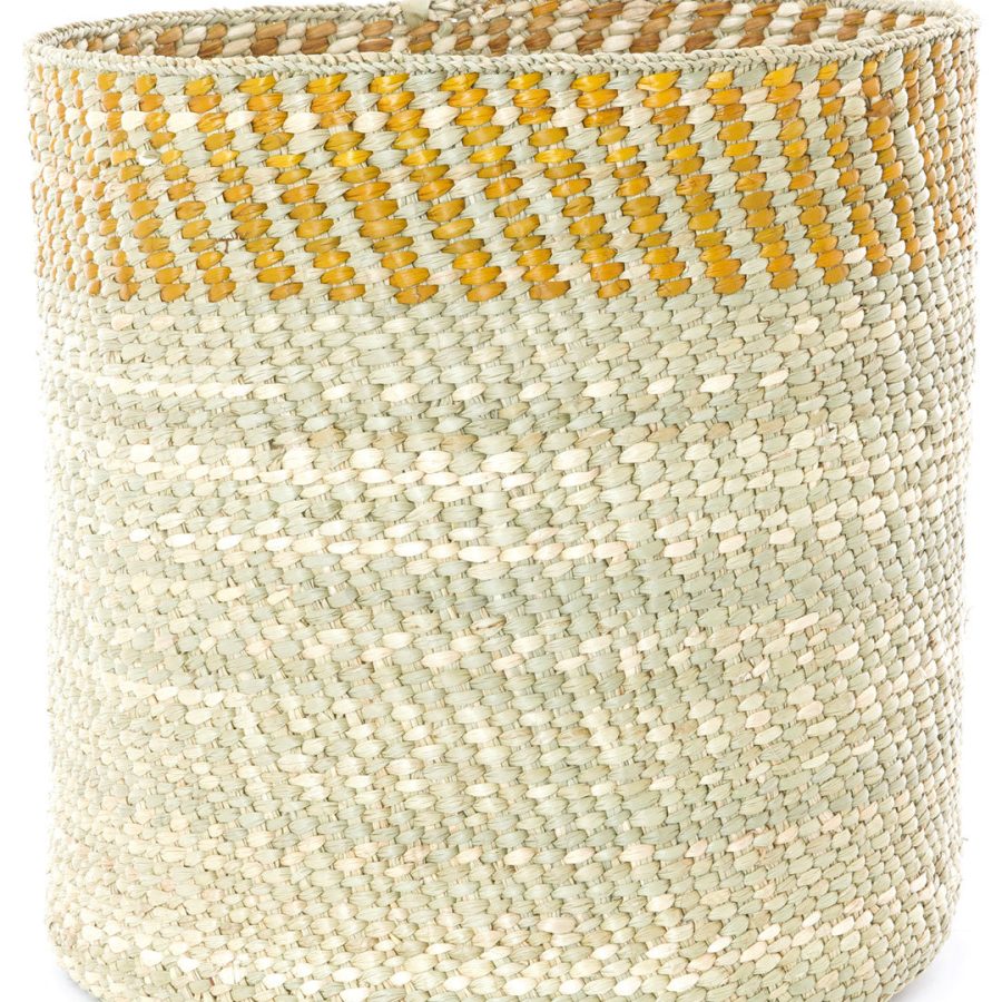 Yellow & Natural Woven Grass Baskets