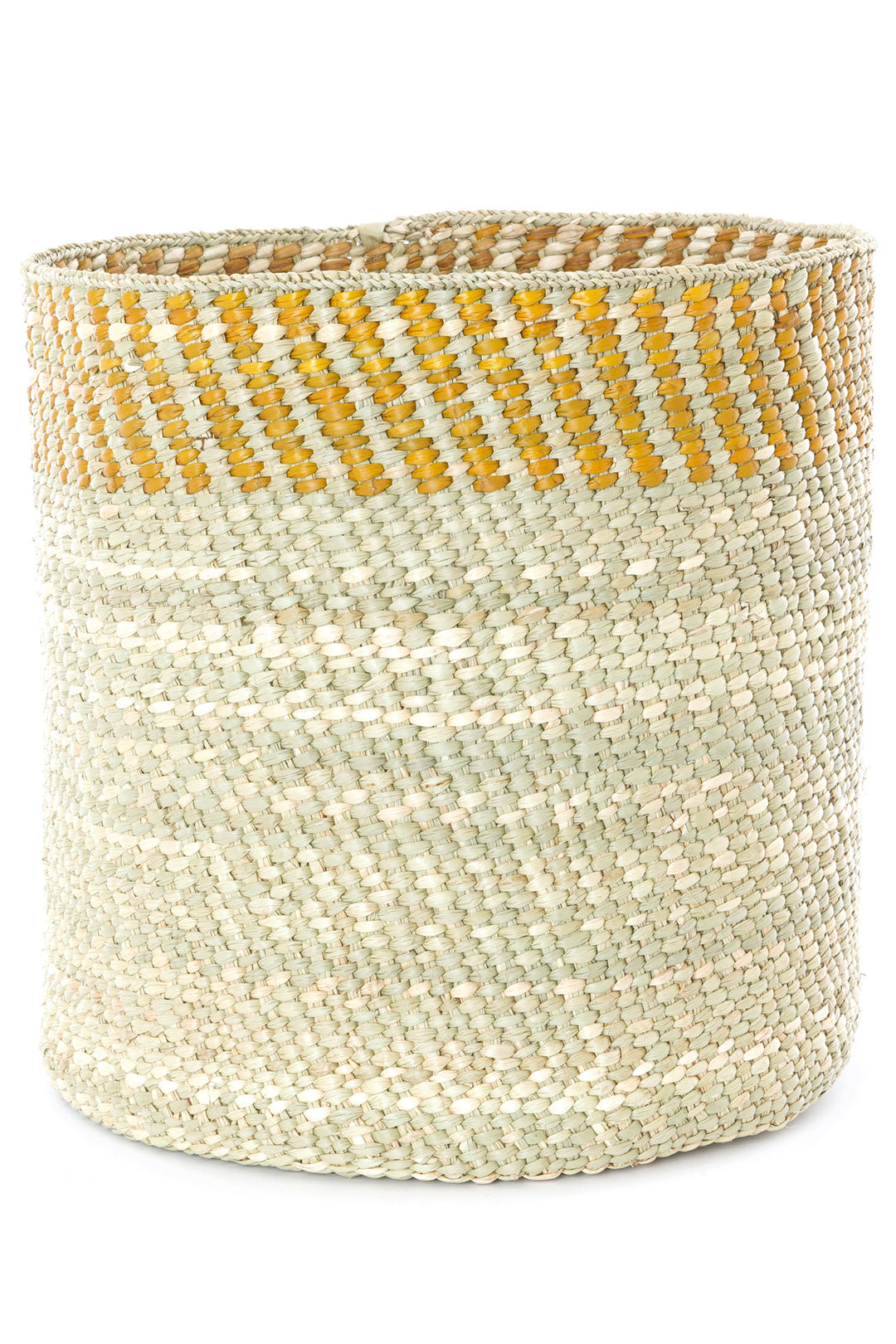Yellow & Natural Woven Grass Baskets