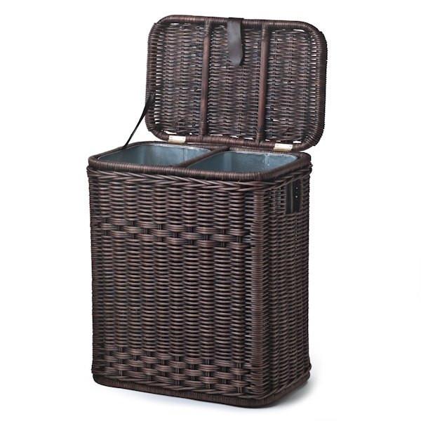 Handwoven Wicker Divided Recycling Basket - Image 2
