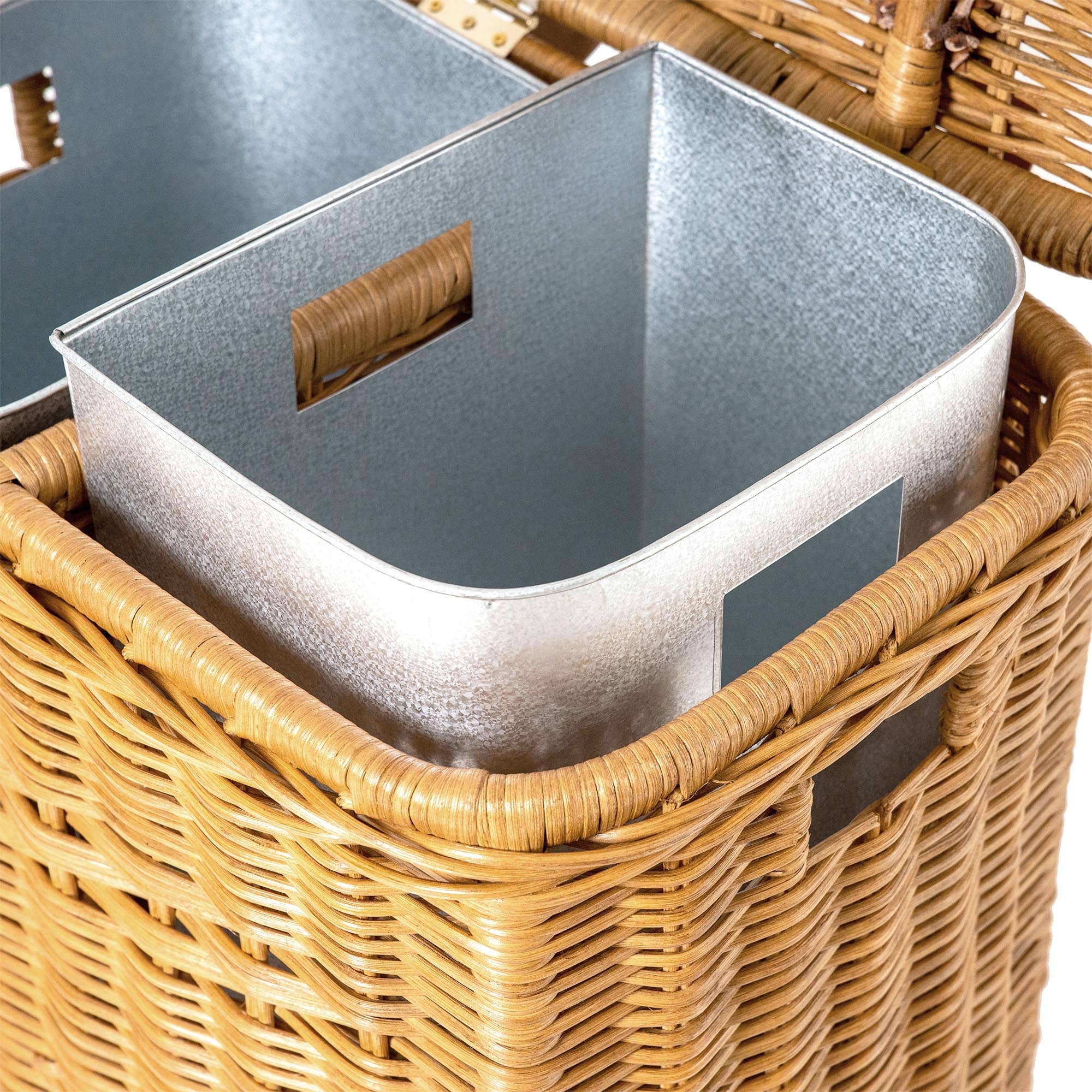 Handwoven Wicker Divided Recycling Basket - Image 7